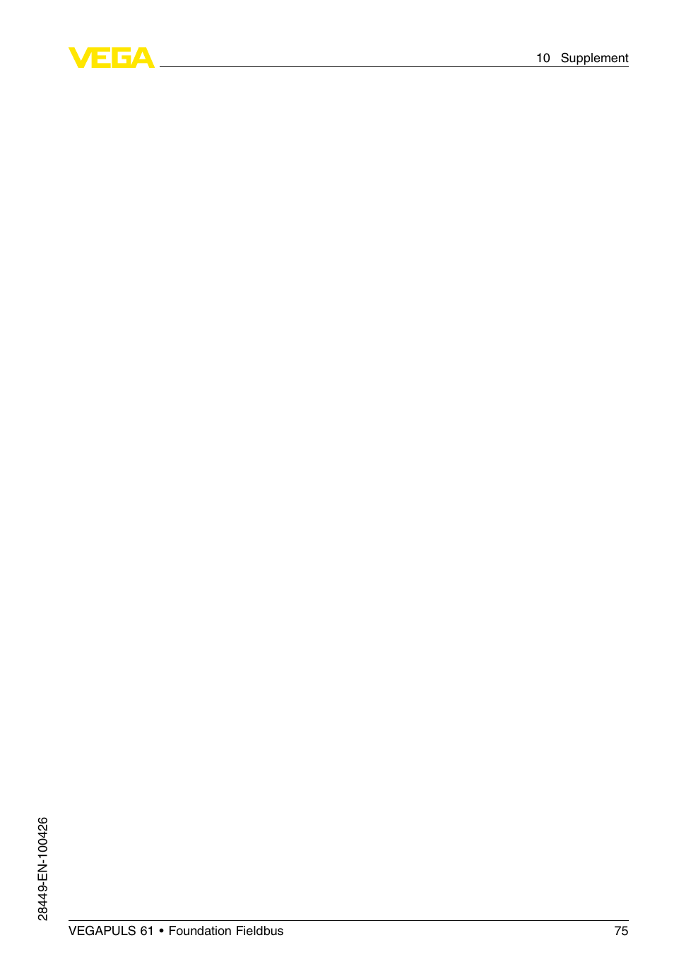 VEGA VEGAPULS 61 (≥ 2.0.0 - ≤ 3.8) Foundation Fieldbus User Manual | Page 75 / 76
