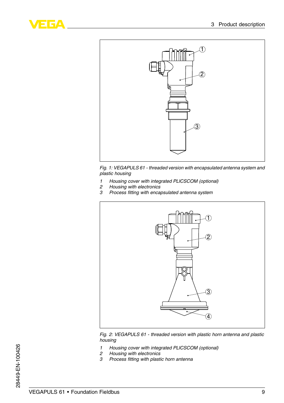 VEGA VEGAPULS 61 (≥ 2.0.0 - ≤ 3.8) Foundation Fieldbus User Manual | Page 9 / 76