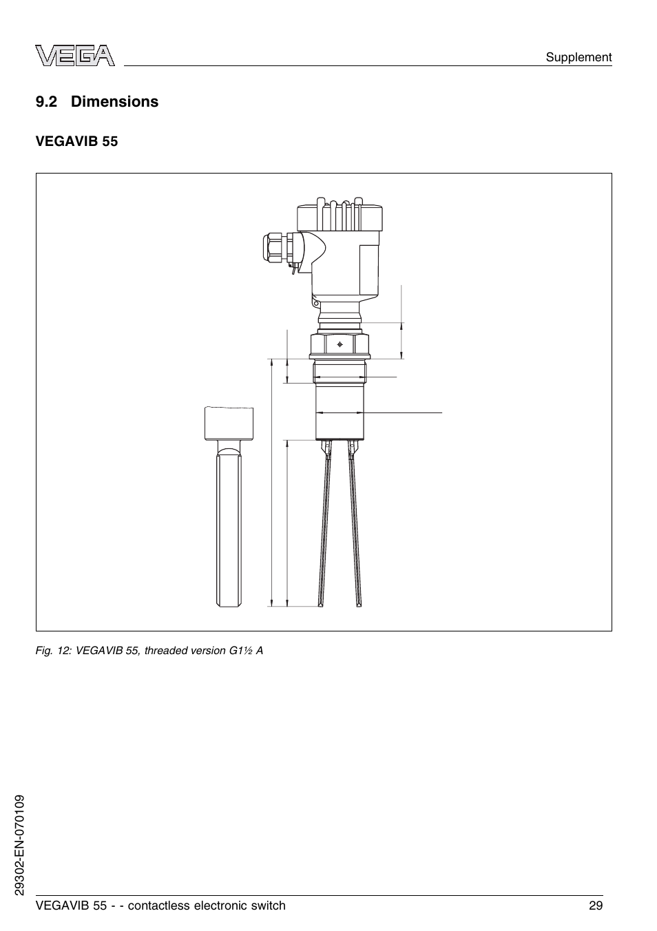 2 dimensions, Vegavib 55 | VEGA VEGAVIB 55 - contactless electronic switch User Manual | Page 29 / 32