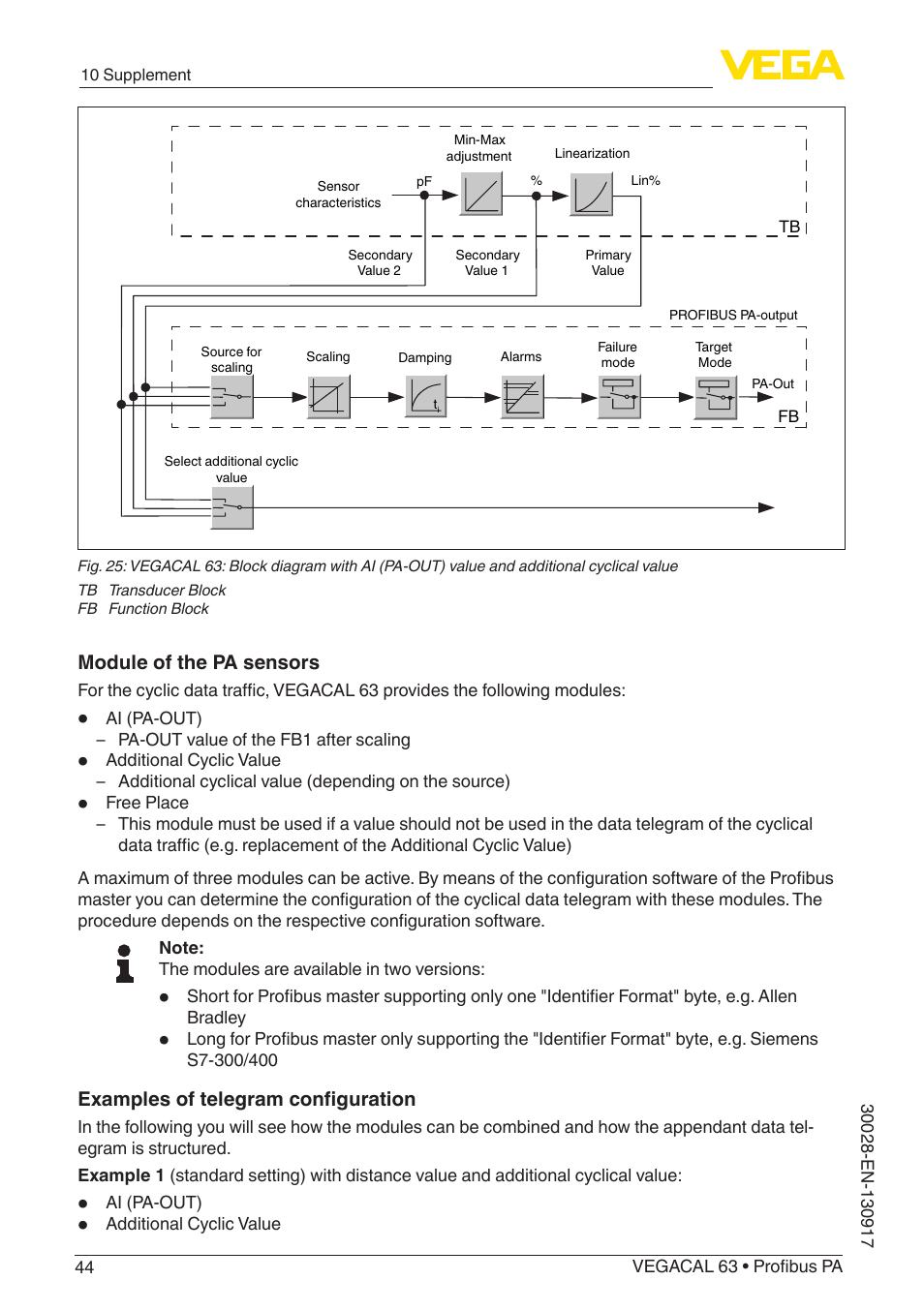 VEGA VEGACAL 63 Profibus PA User Manual | Page 44 / 52