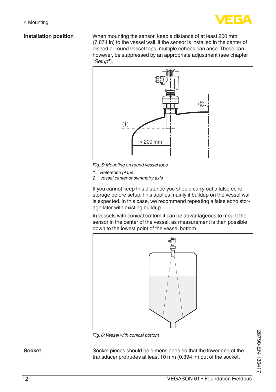 VEGA VEGASON 61 Foundation Fieldbus User Manual | Page 12 / 52