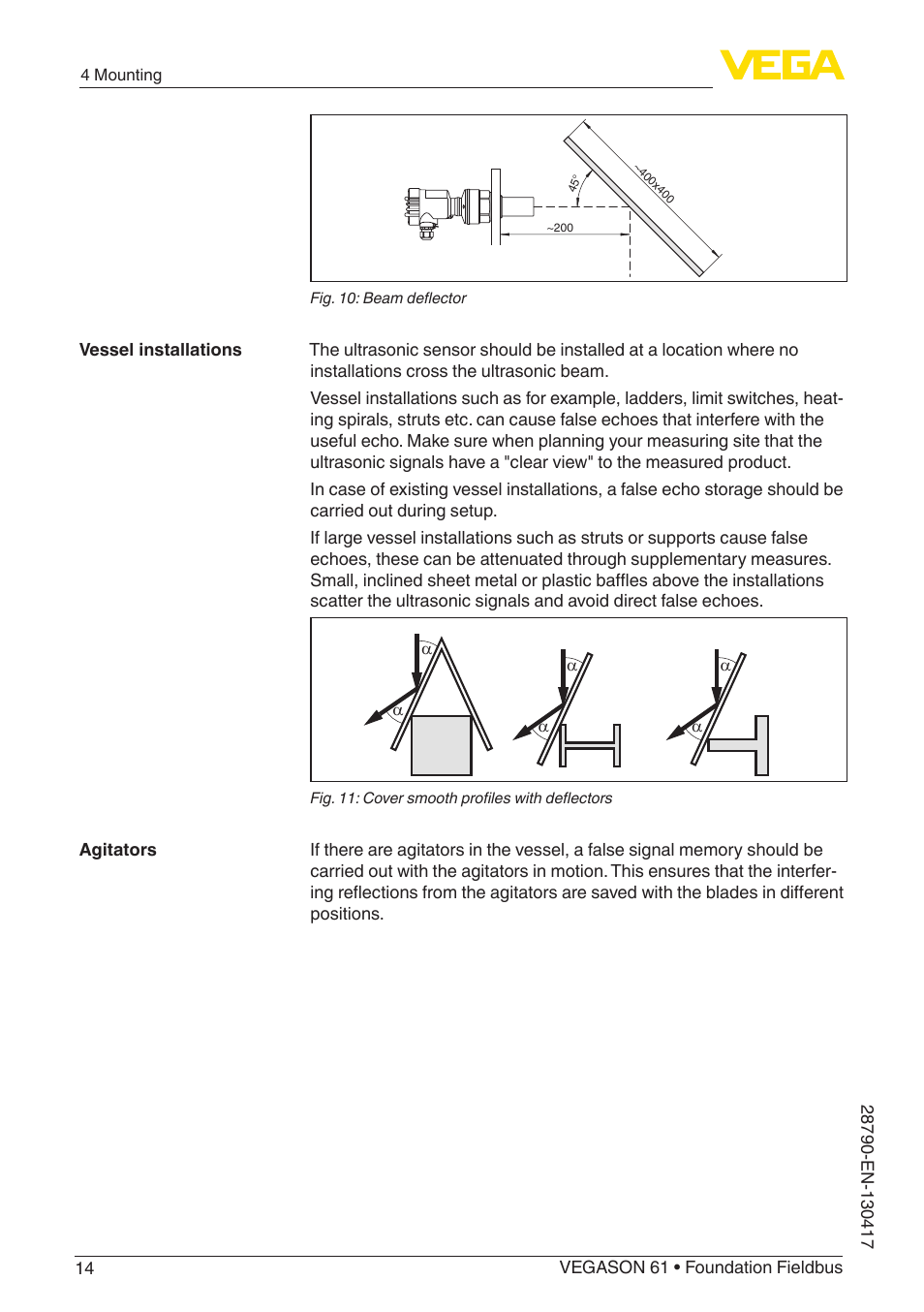 VEGA VEGASON 61 Foundation Fieldbus User Manual | Page 14 / 52