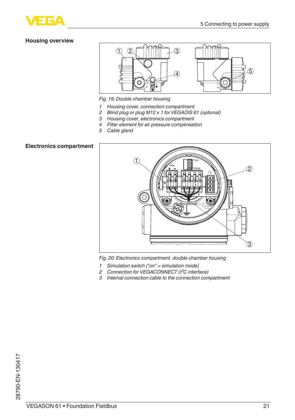 VEGA VEGASON 61 Foundation Fieldbus User Manual | Page 21 / 52