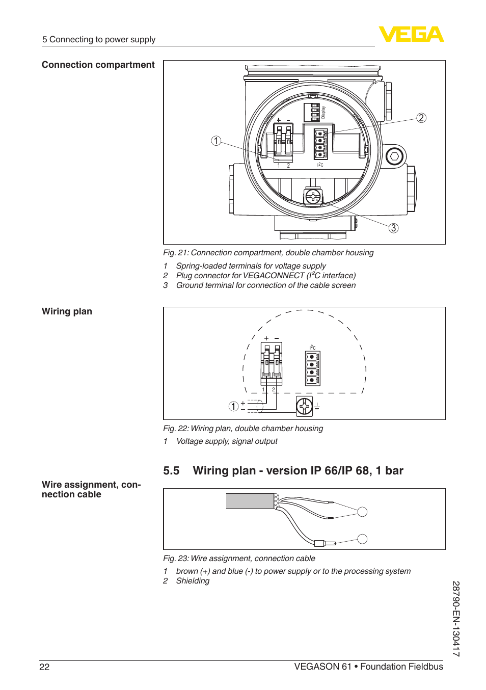 VEGA VEGASON 61 Foundation Fieldbus User Manual | Page 22 / 52