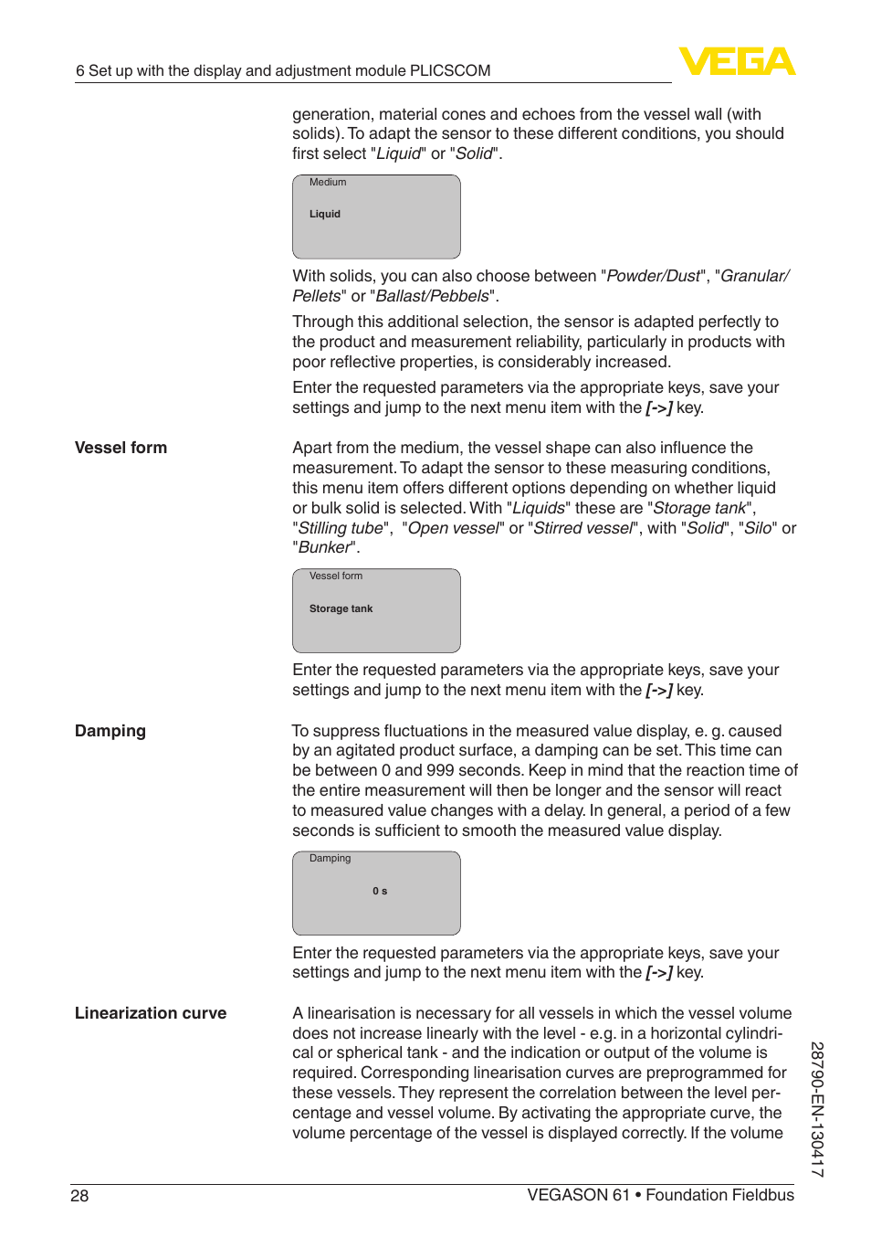 VEGA VEGASON 61 Foundation Fieldbus User Manual | Page 28 / 52