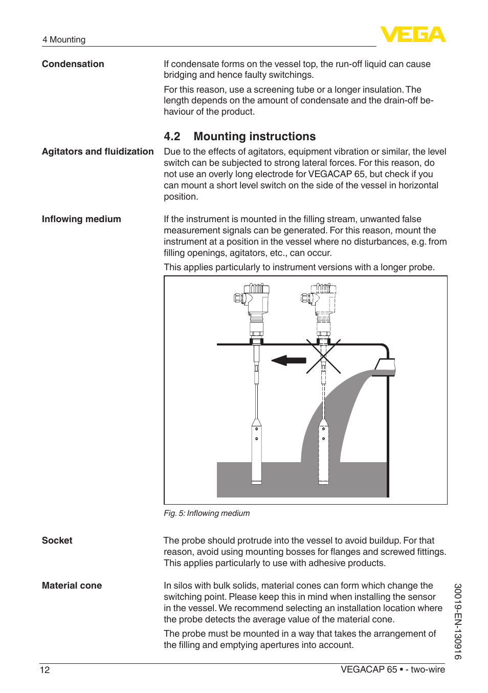 2 mounting instructions | VEGA VEGACAP 65 - two-wire User Manual | Page 12 / 40
