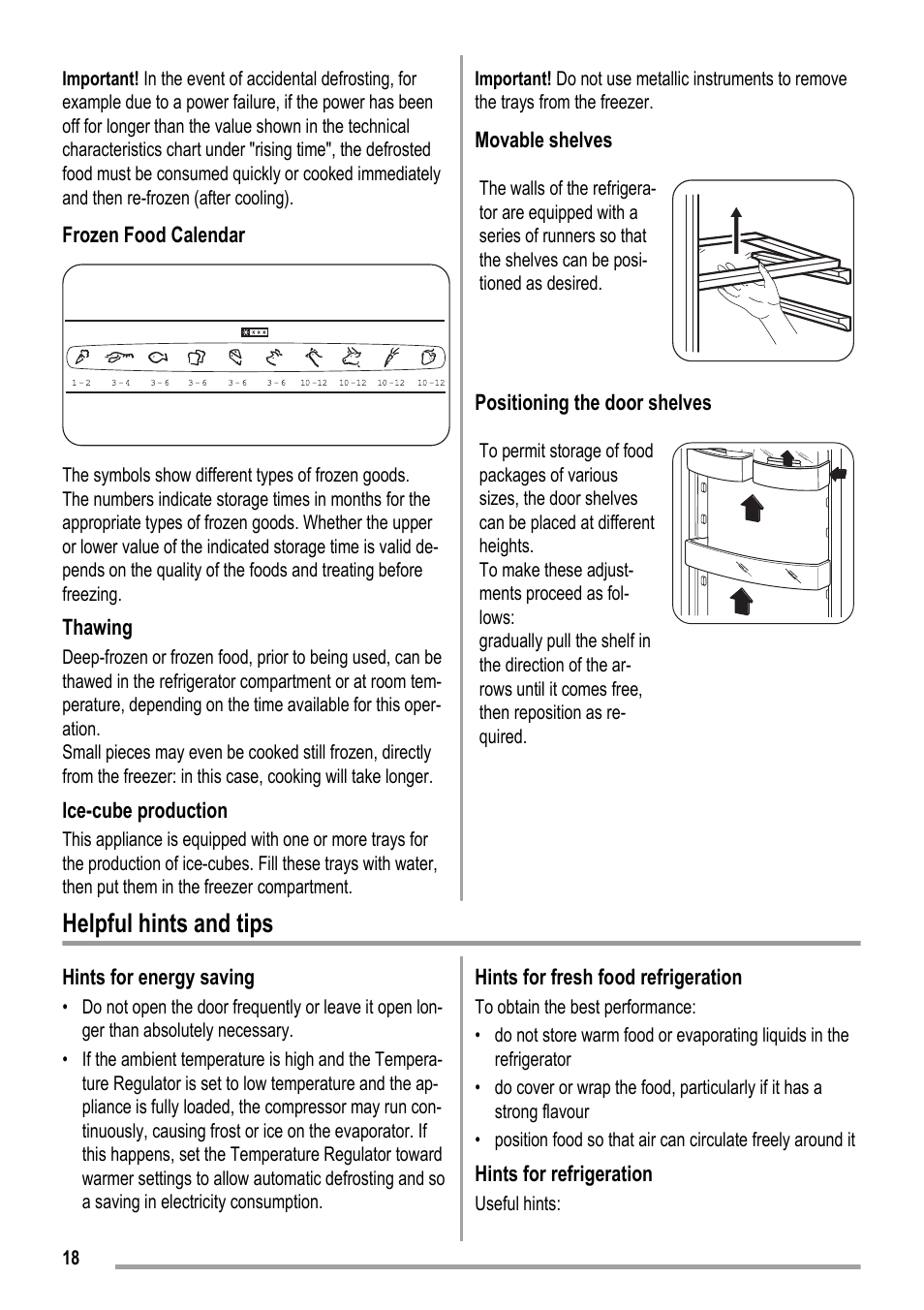 Helpful hints and tips | ZANKER KBB 24001 SK User Manual | Page 18 / 56