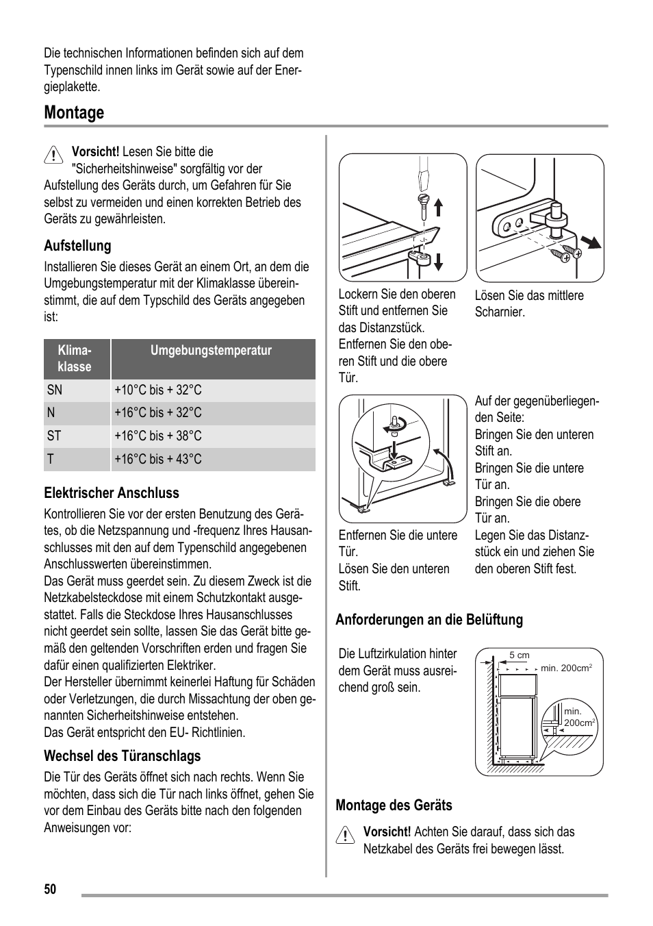 Montage | ZANKER KBB 24001 SK User Manual | Page 50 / 56