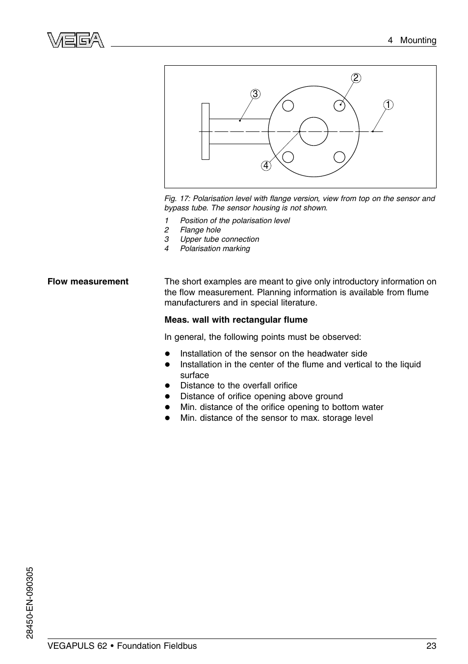 VEGA VEGAPULS 62 (≥ 2.0.0 - ≤ 3.8) Foundation Fieldbus User Manual | Page 23 / 84