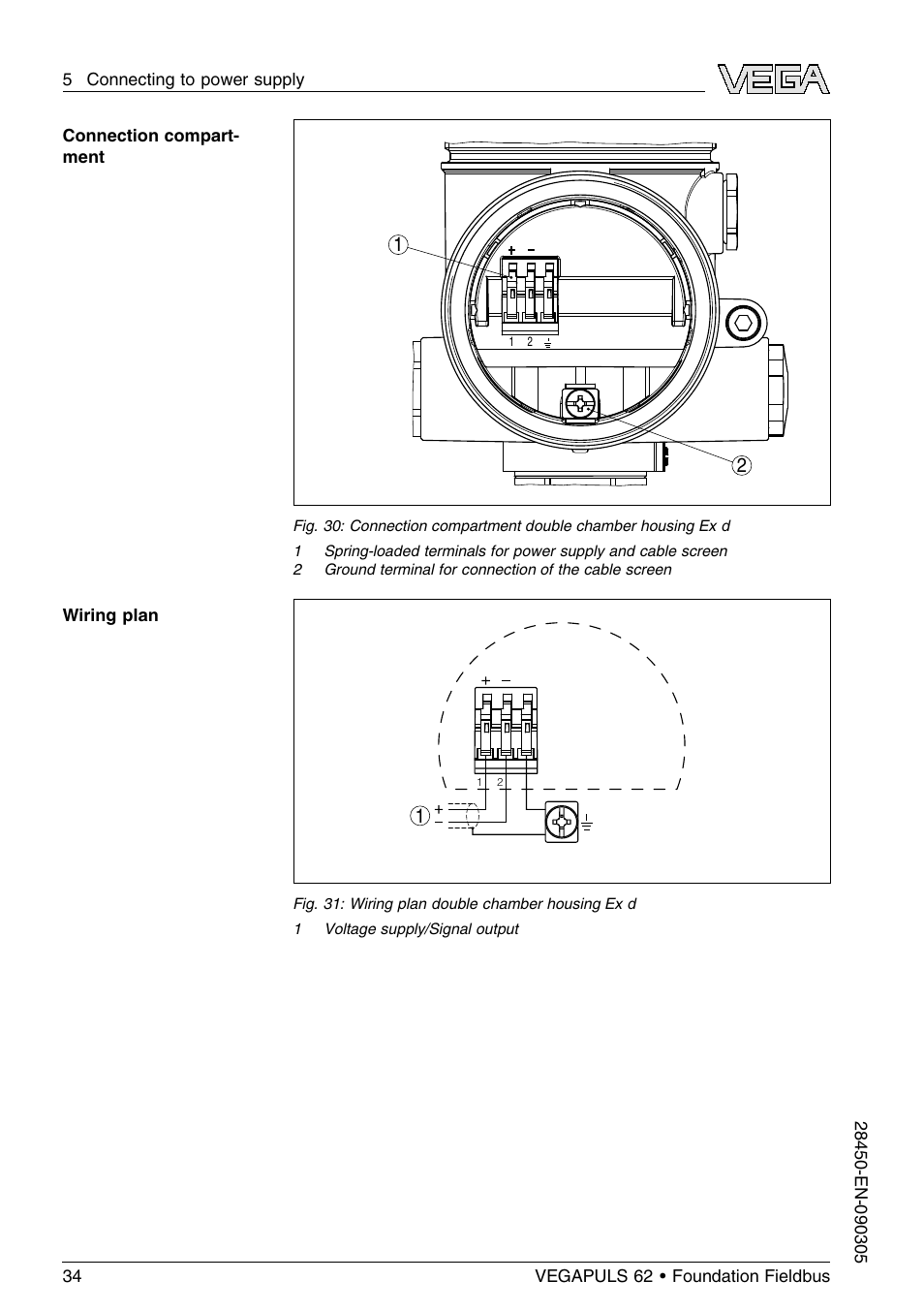 VEGA VEGAPULS 62 (≥ 2.0.0 - ≤ 3.8) Foundation Fieldbus User Manual | Page 34 / 84