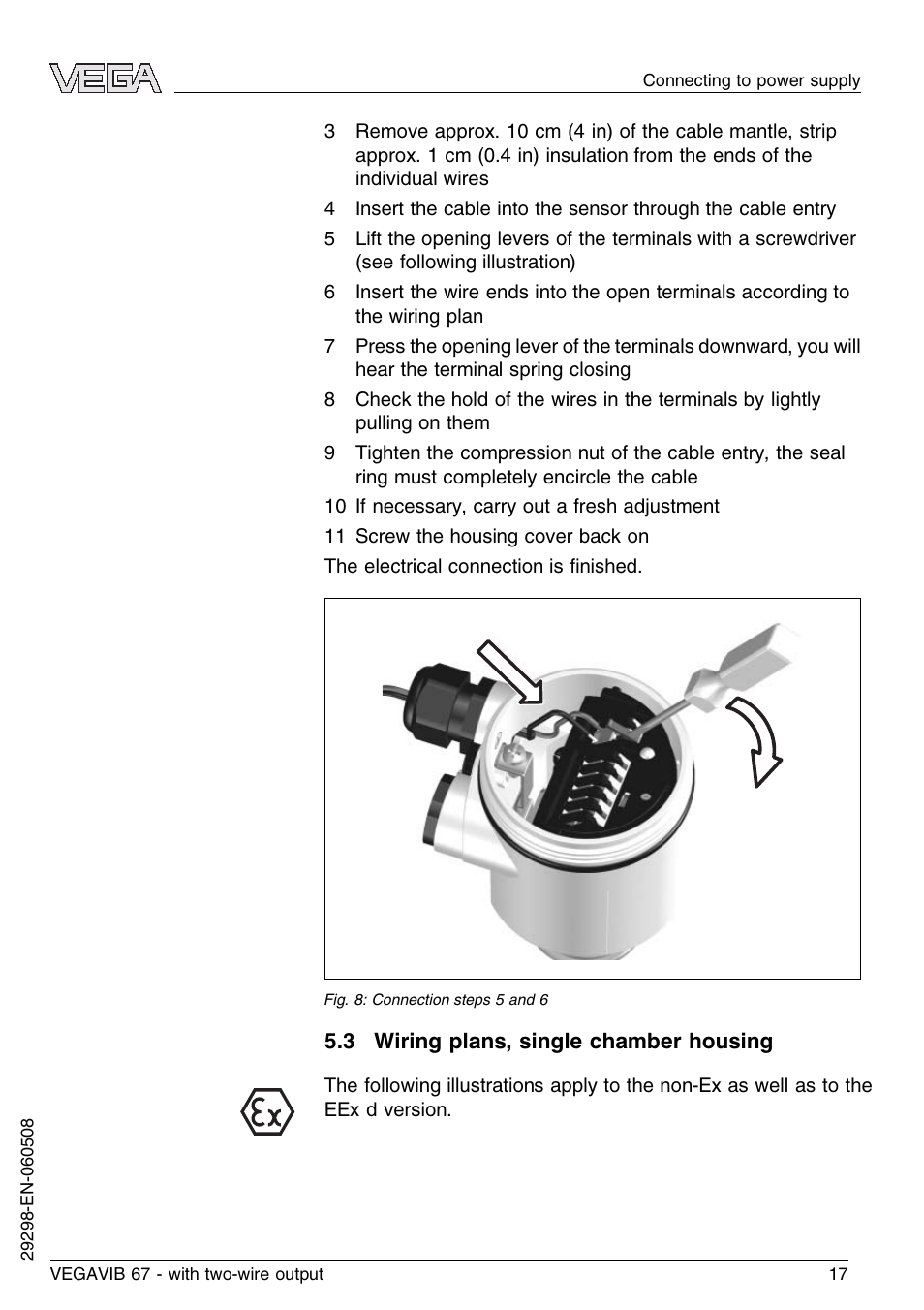 3 wiring plans, single chamber housing | VEGA VEGAVIB 67 - two-wire User Manual | Page 17 / 32