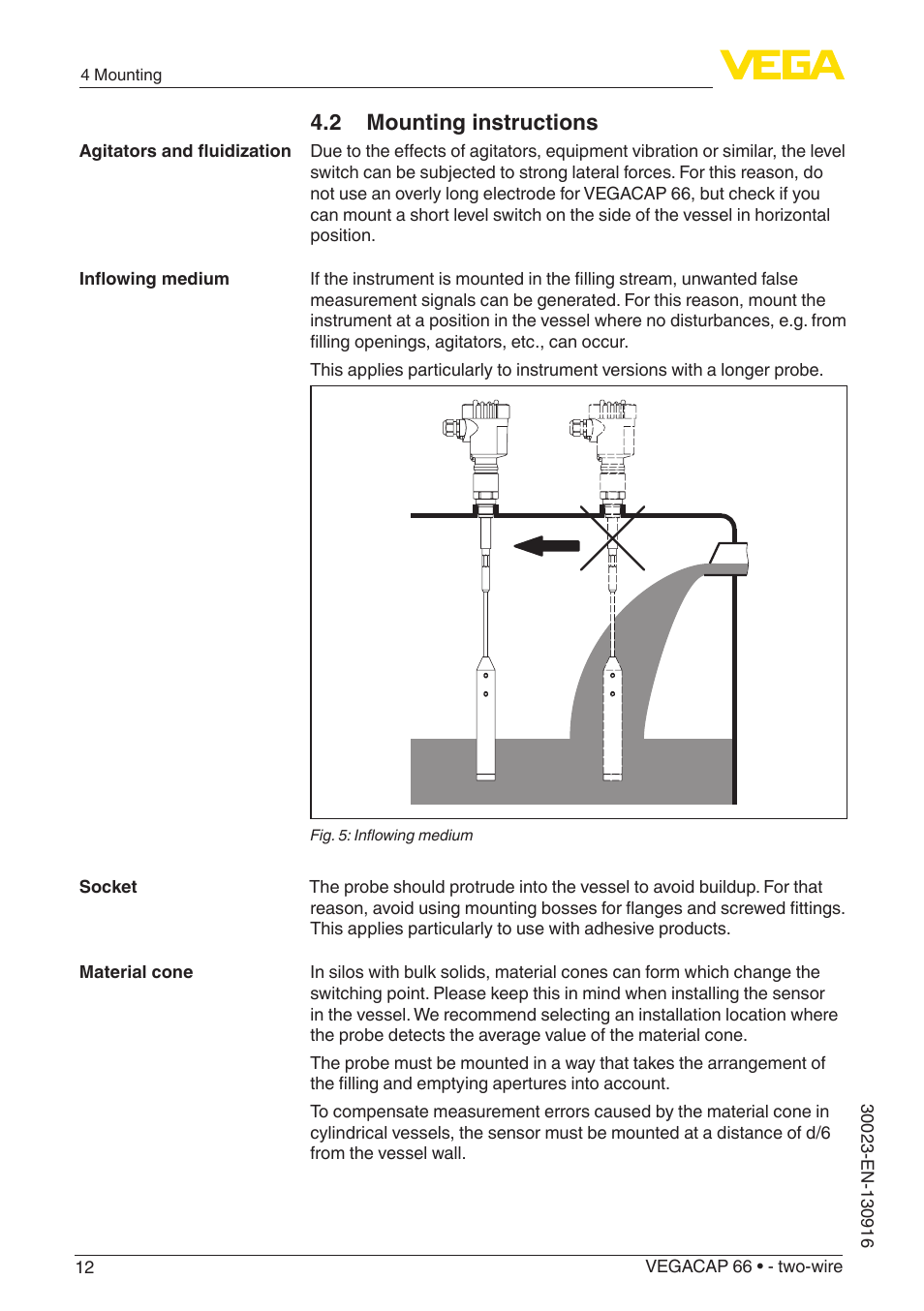 2 mounting instructions | VEGA VEGACAP 66 - two-wire User Manual | Page 12 / 36