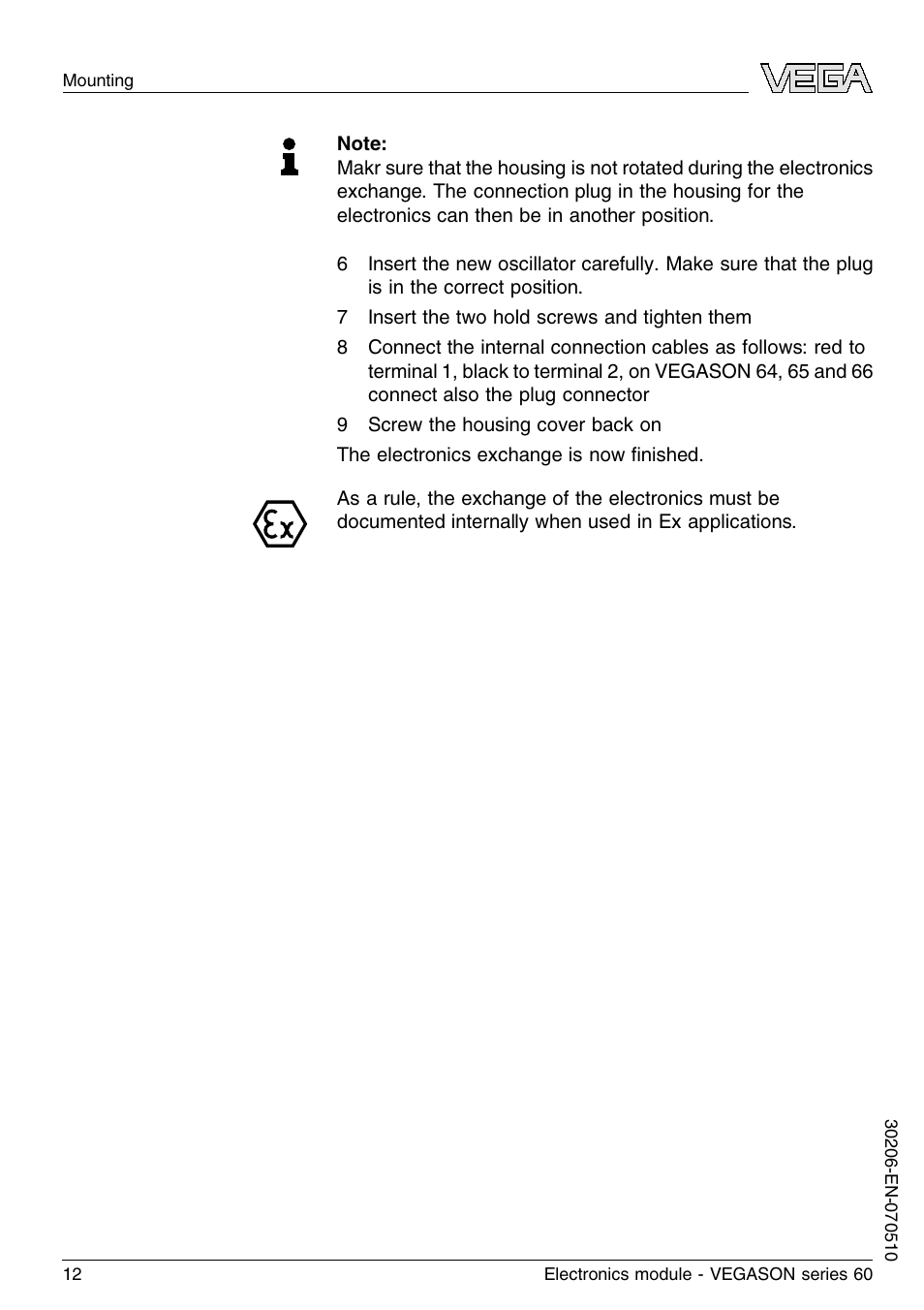 VEGA VEGASON series 60 Electronics module User Manual | Page 12 / 20