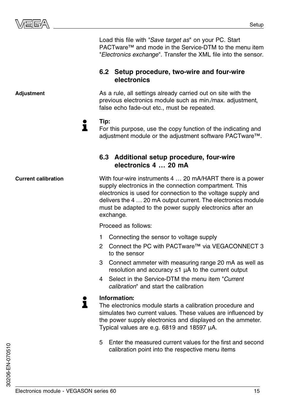VEGA VEGASON series 60 Electronics module User Manual | Page 15 / 20