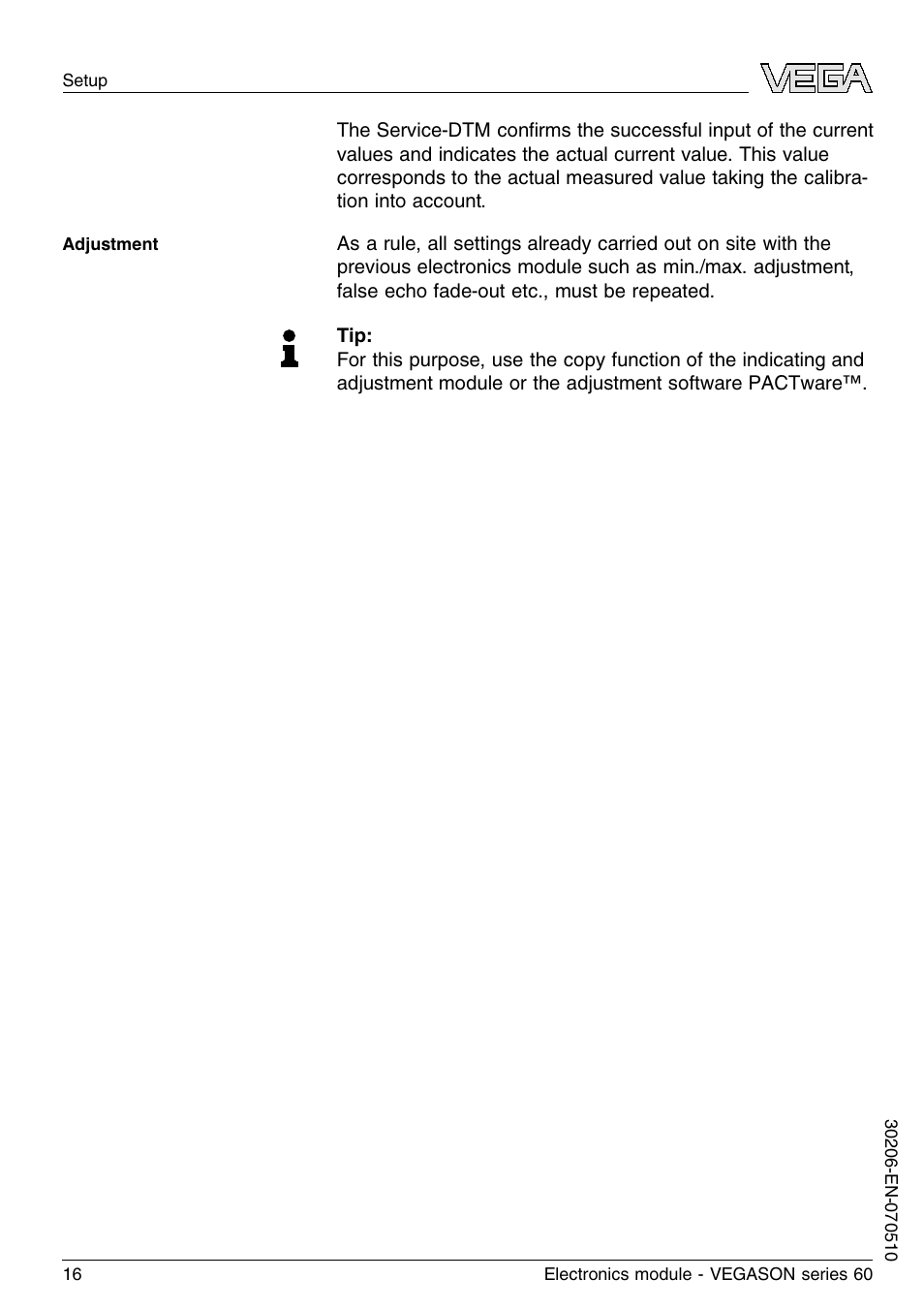 VEGA VEGASON series 60 Electronics module User Manual | Page 16 / 20