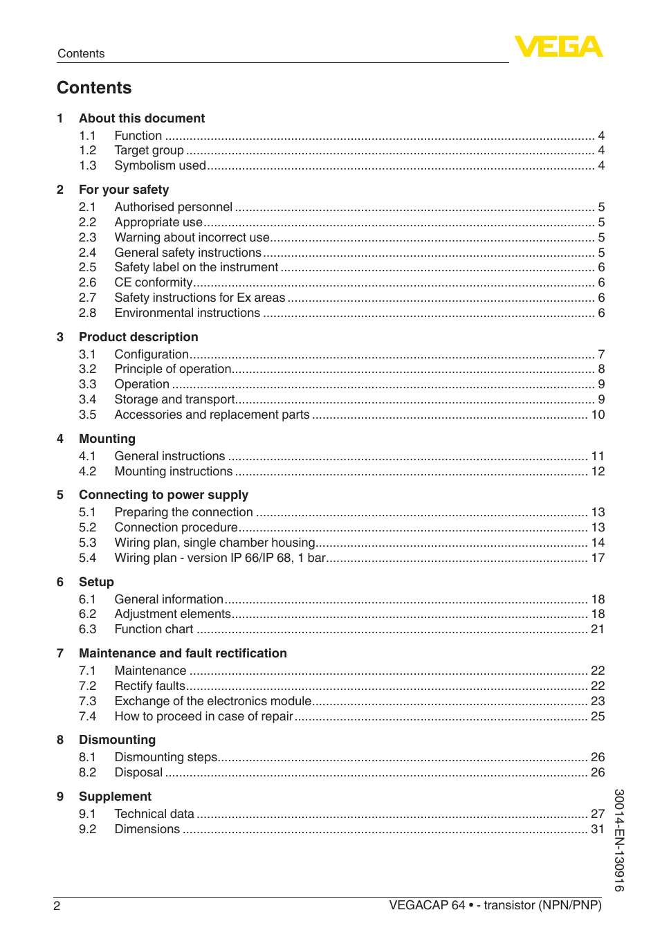 VEGA VEGACAP 64 - transistor (NPN_PNP) User Manual | Page 2 / 36