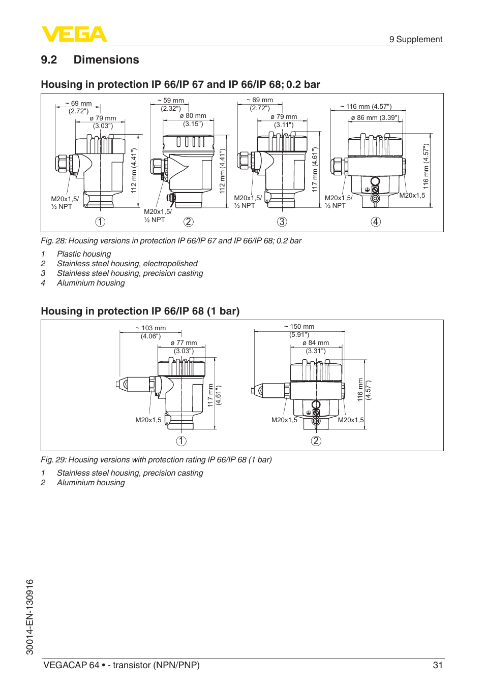 2 dimensions | VEGA VEGACAP 64 - transistor (NPN_PNP) User Manual | Page 31 / 36