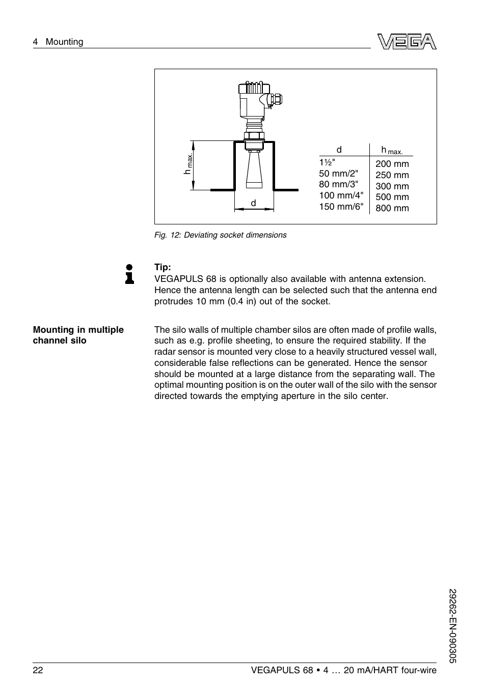 VEGA VEGAPULS 68 (≥ 2.0.0 - ≤ 3.8) 4 … 20 mA_HART four-wire User Manual | Page 22 / 72