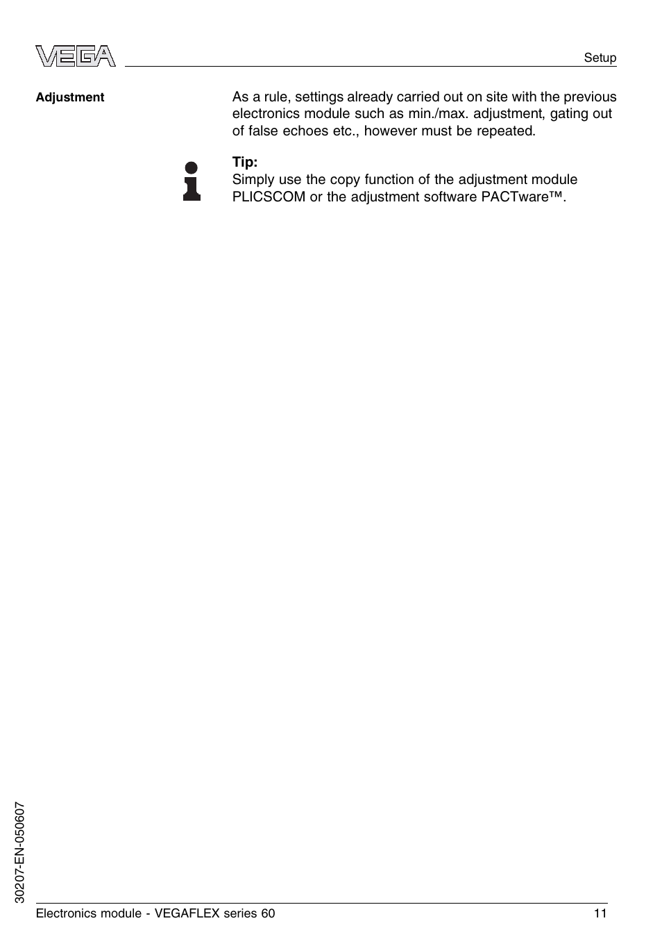 VEGA VEGAFLEX series 60 Electronics module User Manual | Page 11 / 16