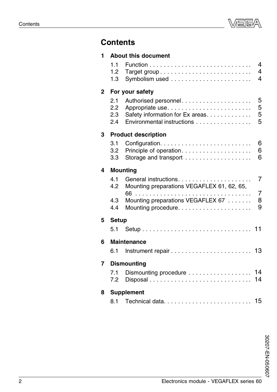 VEGA VEGAFLEX series 60 Electronics module User Manual | Page 2 / 16