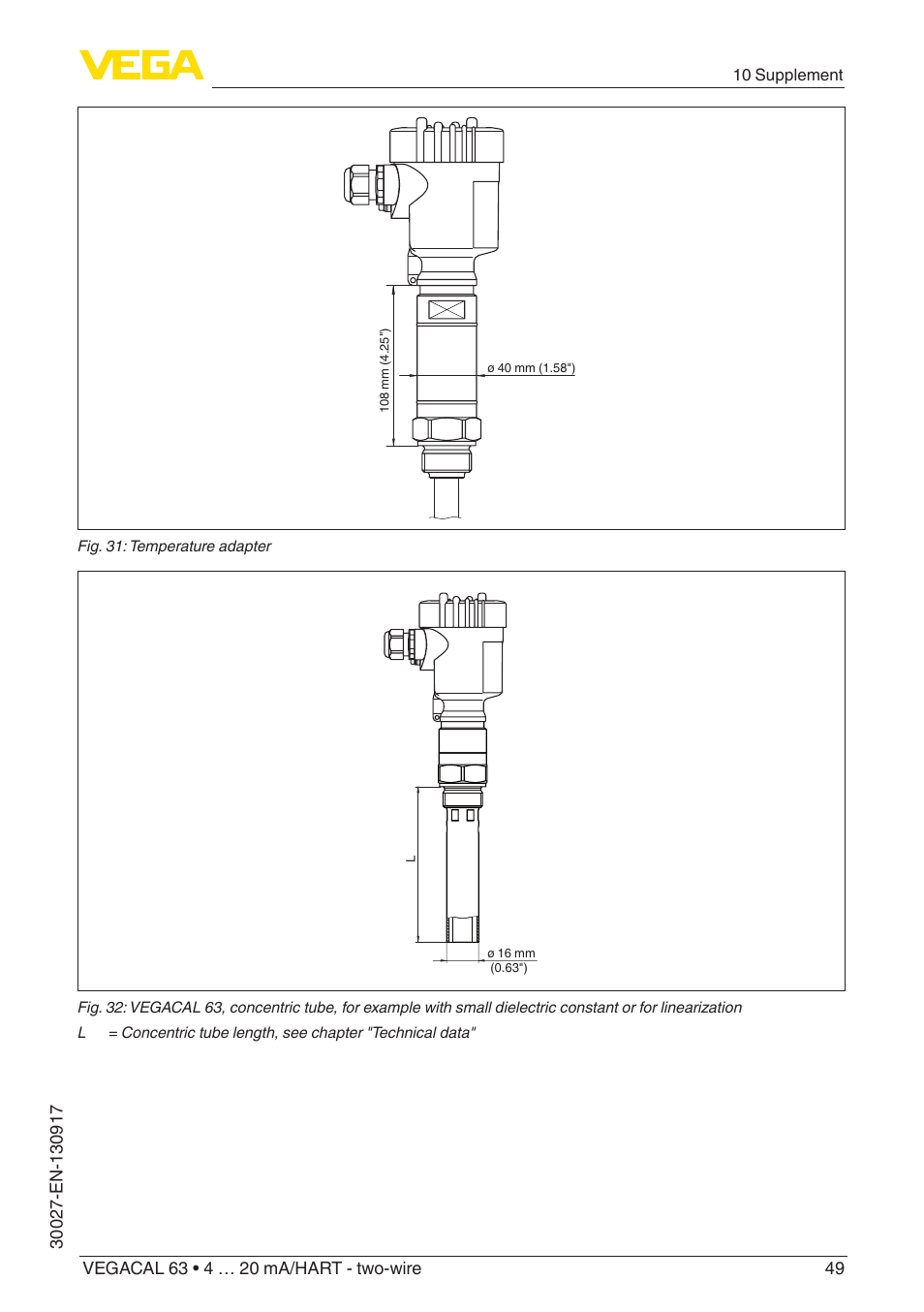 VEGA VEGACAL 63 4 … 20 mA_HART - two-wire User Manual | Page 49 / 52