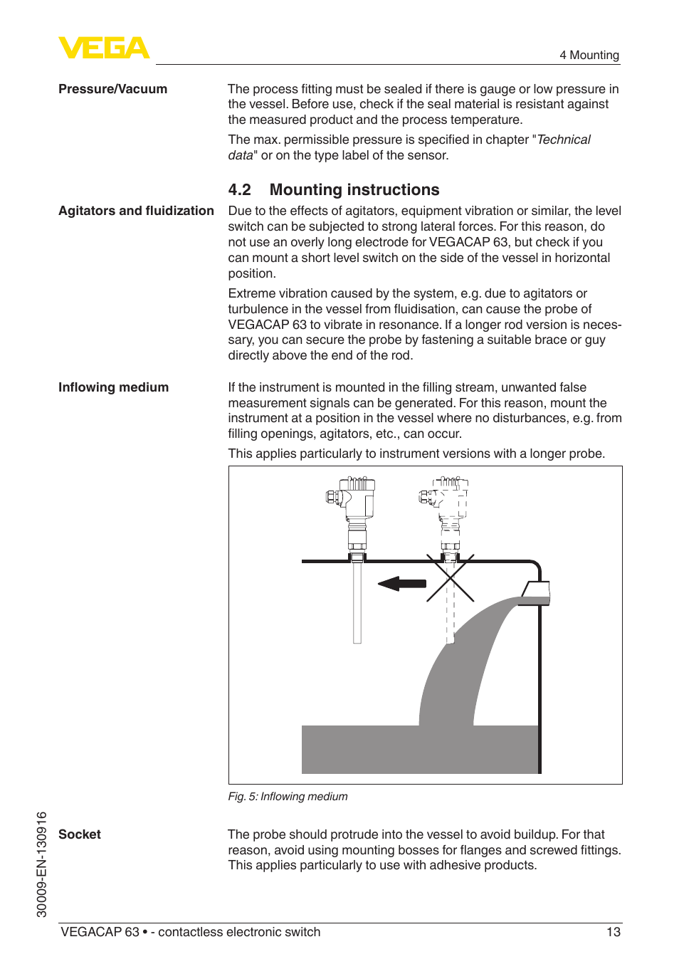 2 mounting instructions | VEGA VEGACAP 63 - contactless electronic switch User Manual | Page 13 / 36
