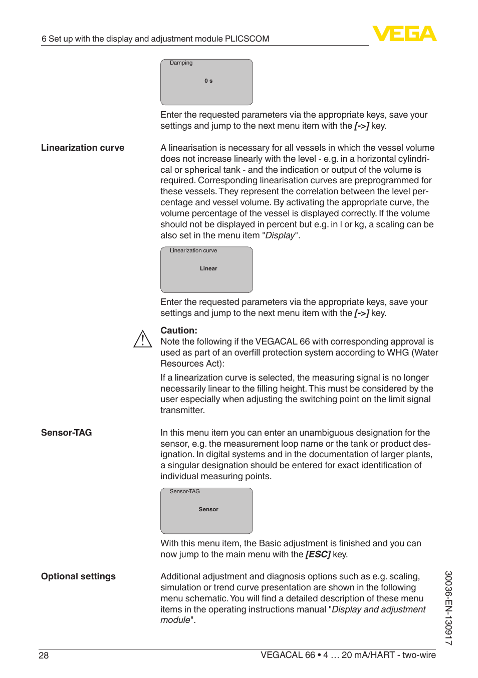 VEGA VEGACAL 66 4 … 20 mA_HART - two-wire User Manual | Page 28 / 52