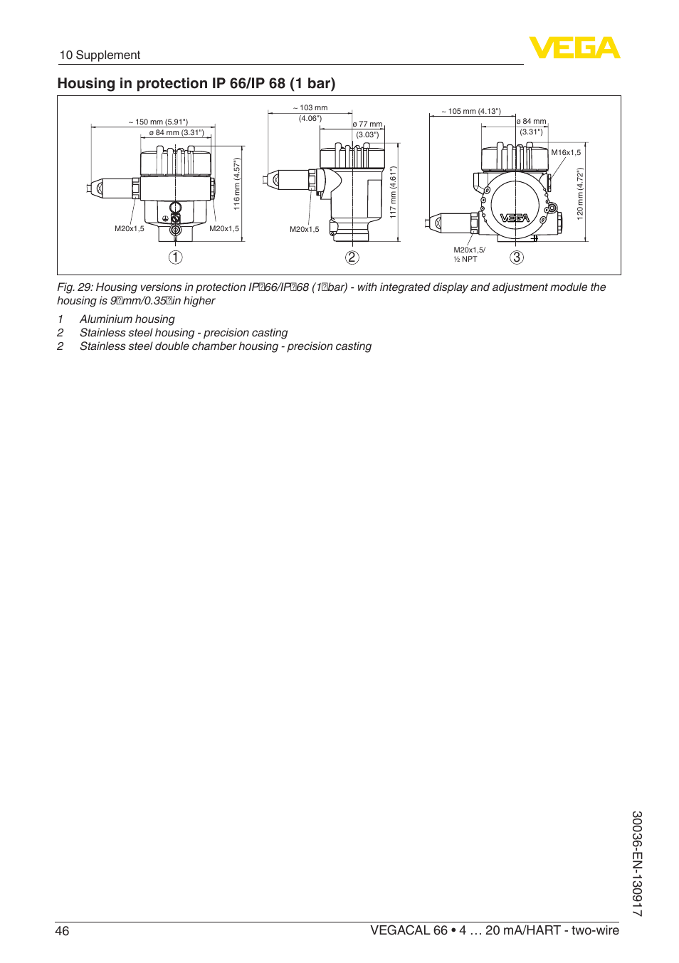 10 supplement | VEGA VEGACAL 66 4 … 20 mA_HART - two-wire User Manual | Page 46 / 52