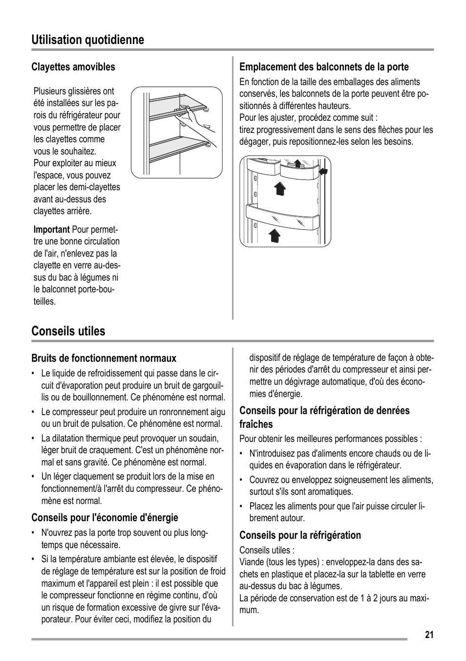 Utilisation quotidienne, Conseils utiles | ZANKER ZKK 9008 User Manual | Page 21 / 36
