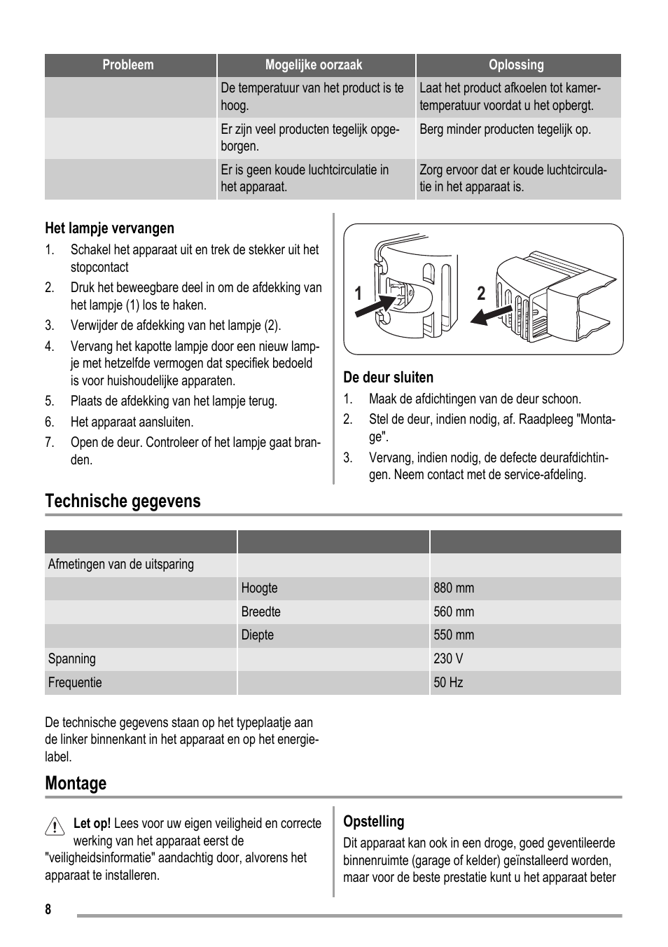 Technische gegevens, Montage | ZANKER ZKK 9008 User Manual | Page 8 / 36