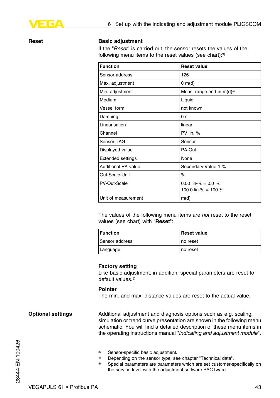 VEGA VEGAPULS 61 (≥ 2.0.0 - ≤ 3.8) Proﬁbus PA User Manual | Page 43 / 76