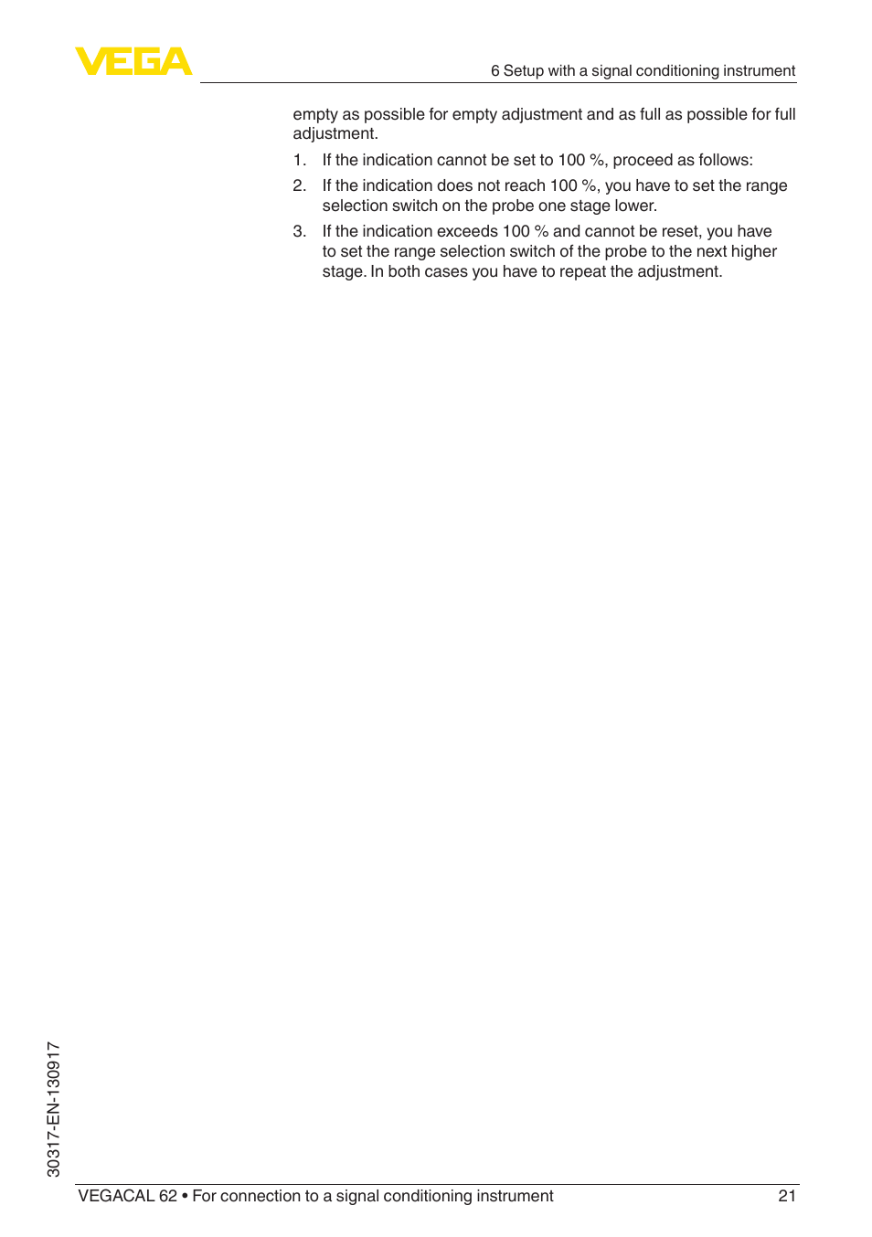 VEGA VEGACAL 62 For connection to a signal conditioning instrument User Manual | Page 21 / 36