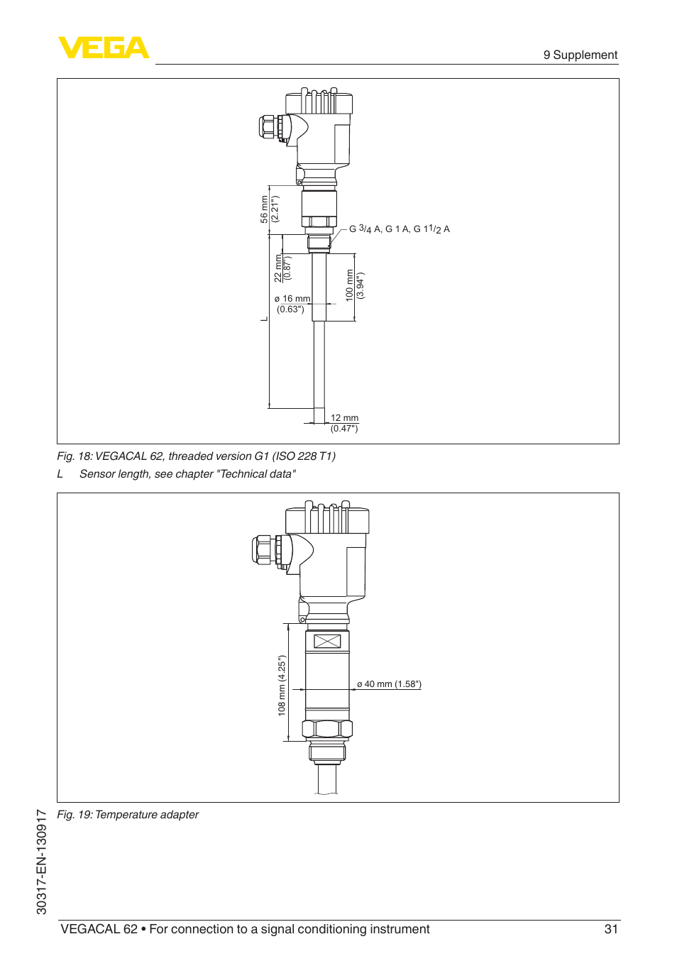 9 supplement | VEGA VEGACAL 62 For connection to a signal conditioning instrument User Manual | Page 31 / 36