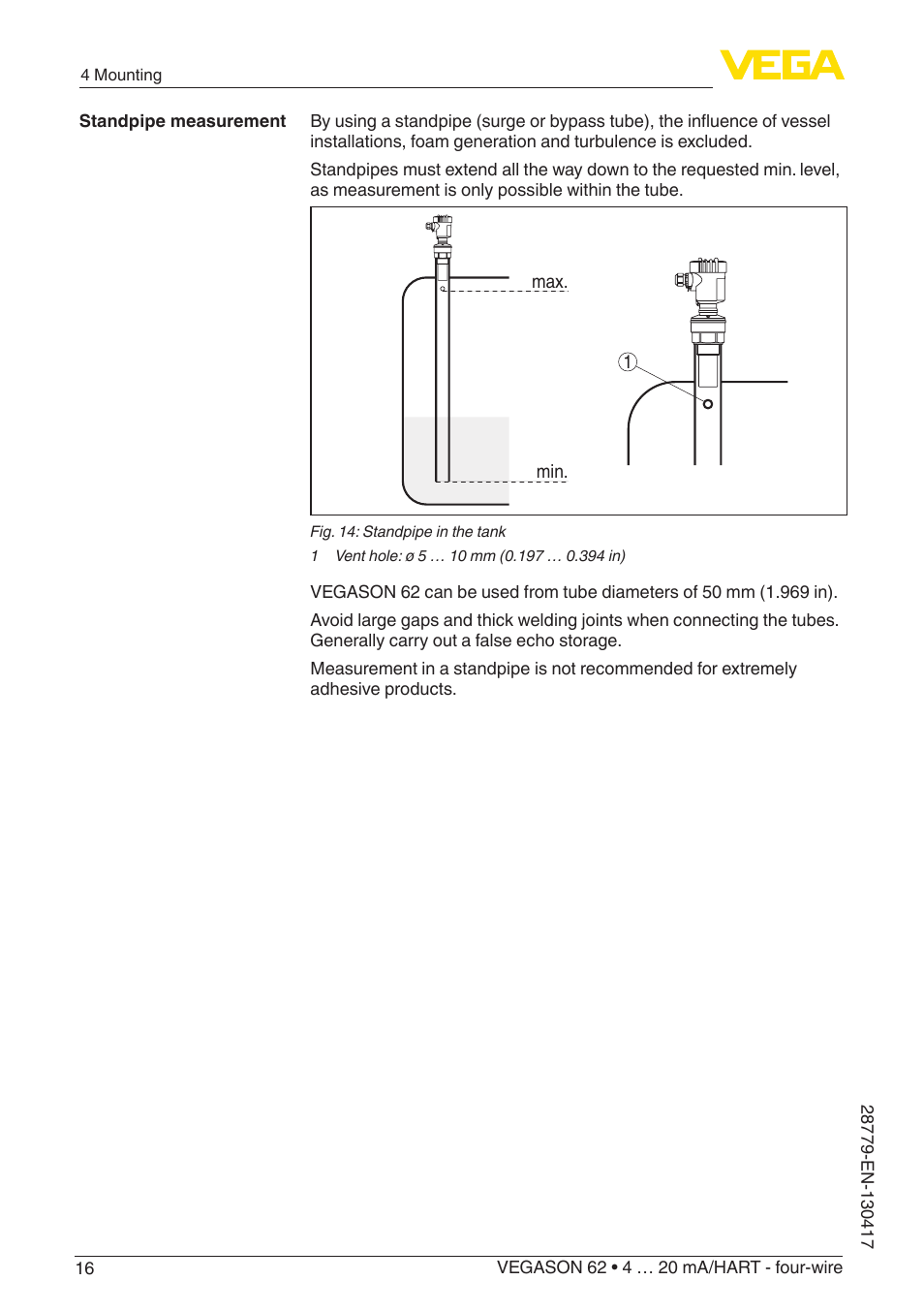 VEGA VEGASON 62 4 … 20 mA_HART - four-wire User Manual | Page 16 / 48