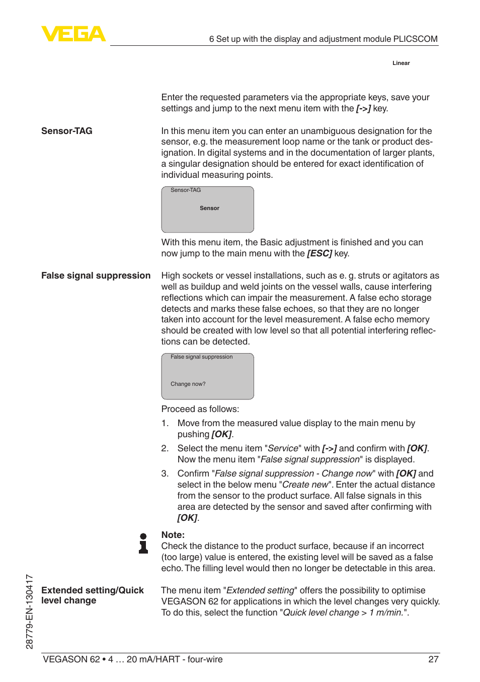 VEGA VEGASON 62 4 … 20 mA_HART - four-wire User Manual | Page 27 / 48