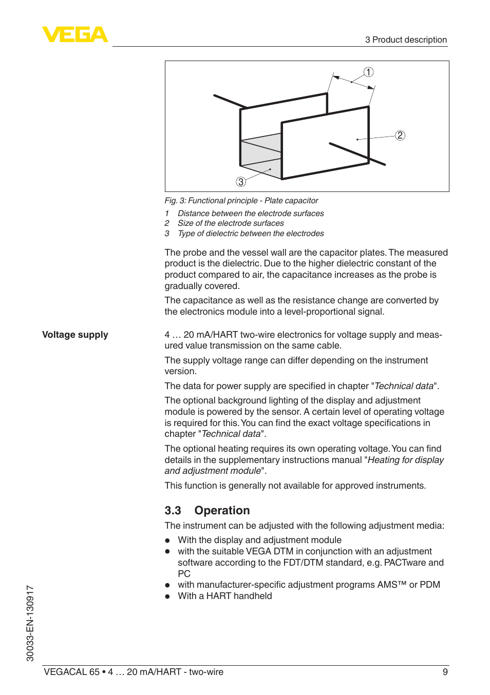 3 operation | VEGA VEGACAL 65 4 … 20 mA_HART - two-wire User Manual | Page 9 / 52