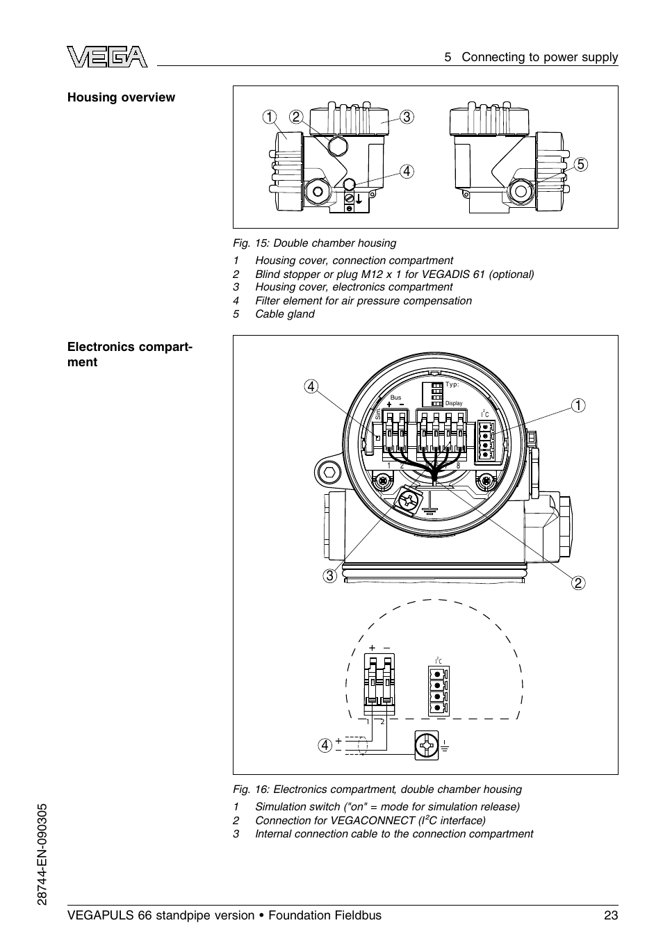 VEGA VEGAPULS 66 (≥ 2.0.0 - ≤ 3.8) standpipe ver. Foundation Fieldbus User Manual | Page 23 / 60