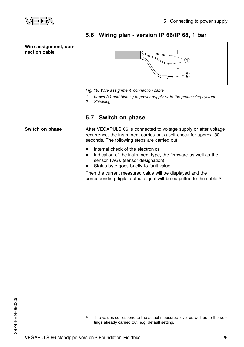 7 switch on phase | VEGA VEGAPULS 66 (≥ 2.0.0 - ≤ 3.8) standpipe ver. Foundation Fieldbus User Manual | Page 25 / 60