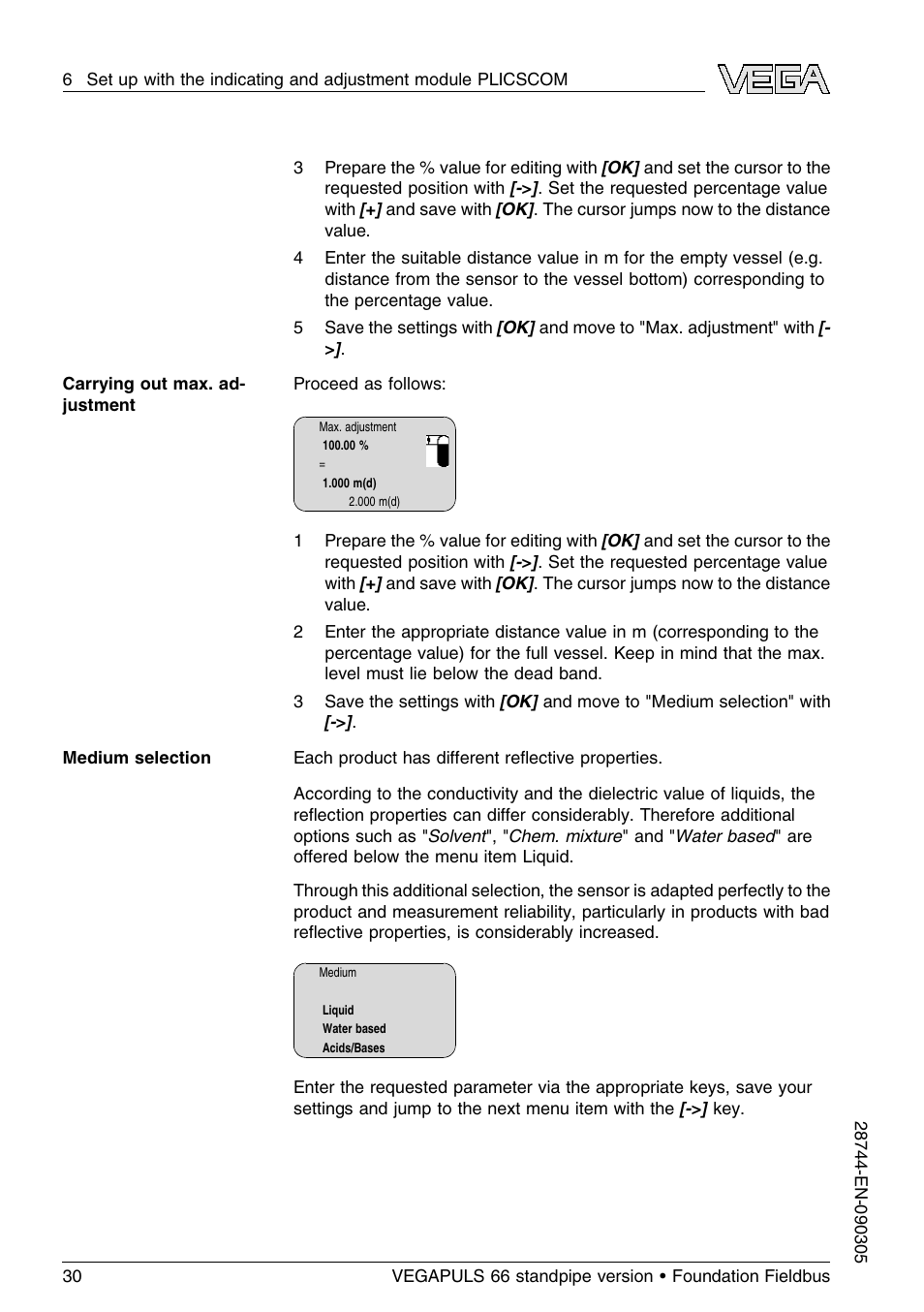 VEGA VEGAPULS 66 (≥ 2.0.0 - ≤ 3.8) standpipe ver. Foundation Fieldbus User Manual | Page 30 / 60