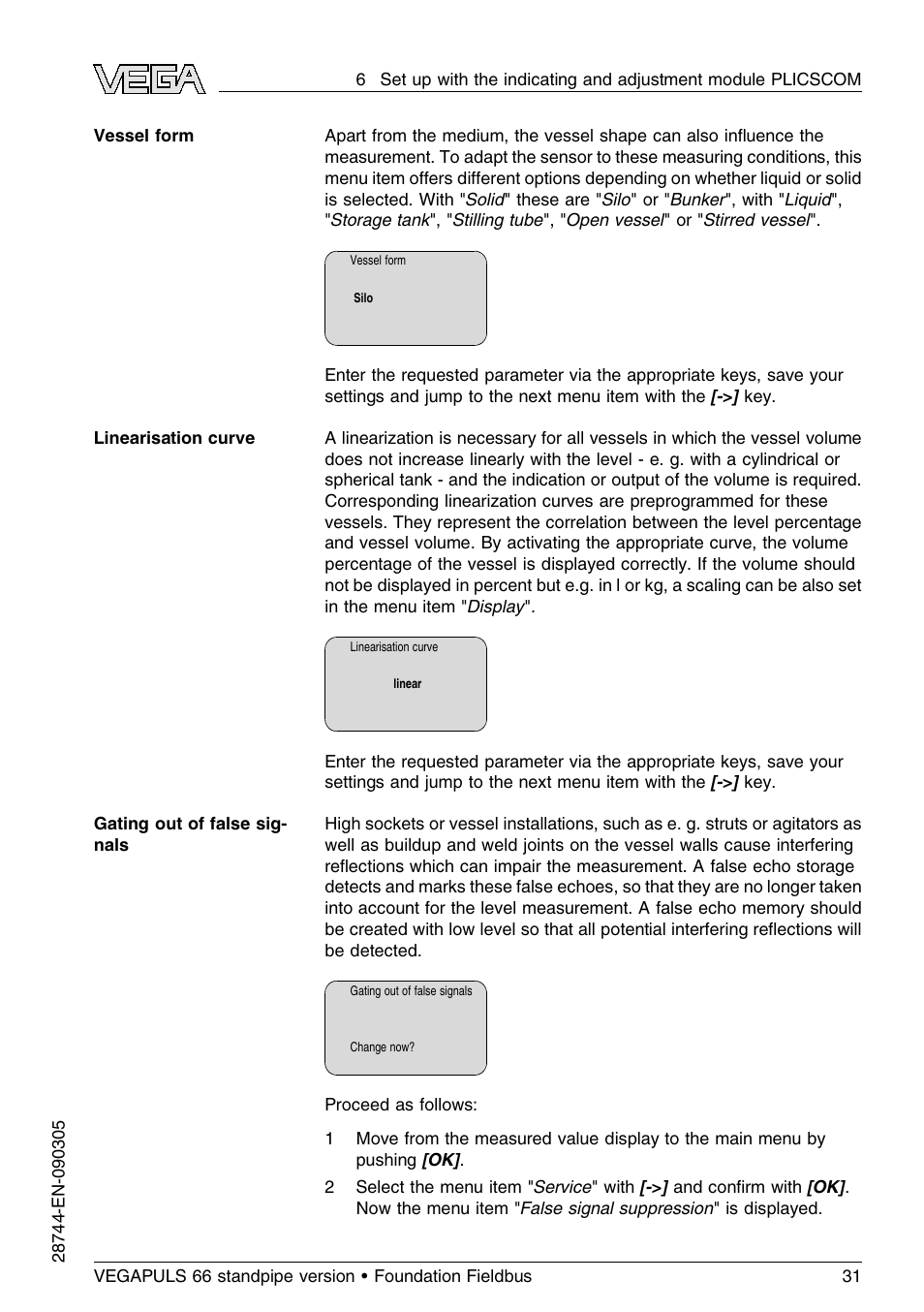 VEGA VEGAPULS 66 (≥ 2.0.0 - ≤ 3.8) standpipe ver. Foundation Fieldbus User Manual | Page 31 / 60