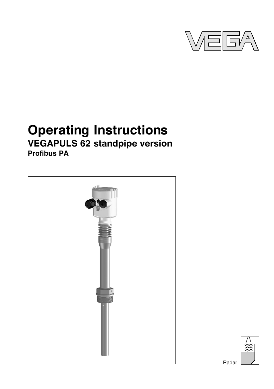 VEGA VEGAPULS 62 (≥ 2.0.0 - ≤ 3.8) standpipe ver. Proﬁbus PA User Manual | 60 pages