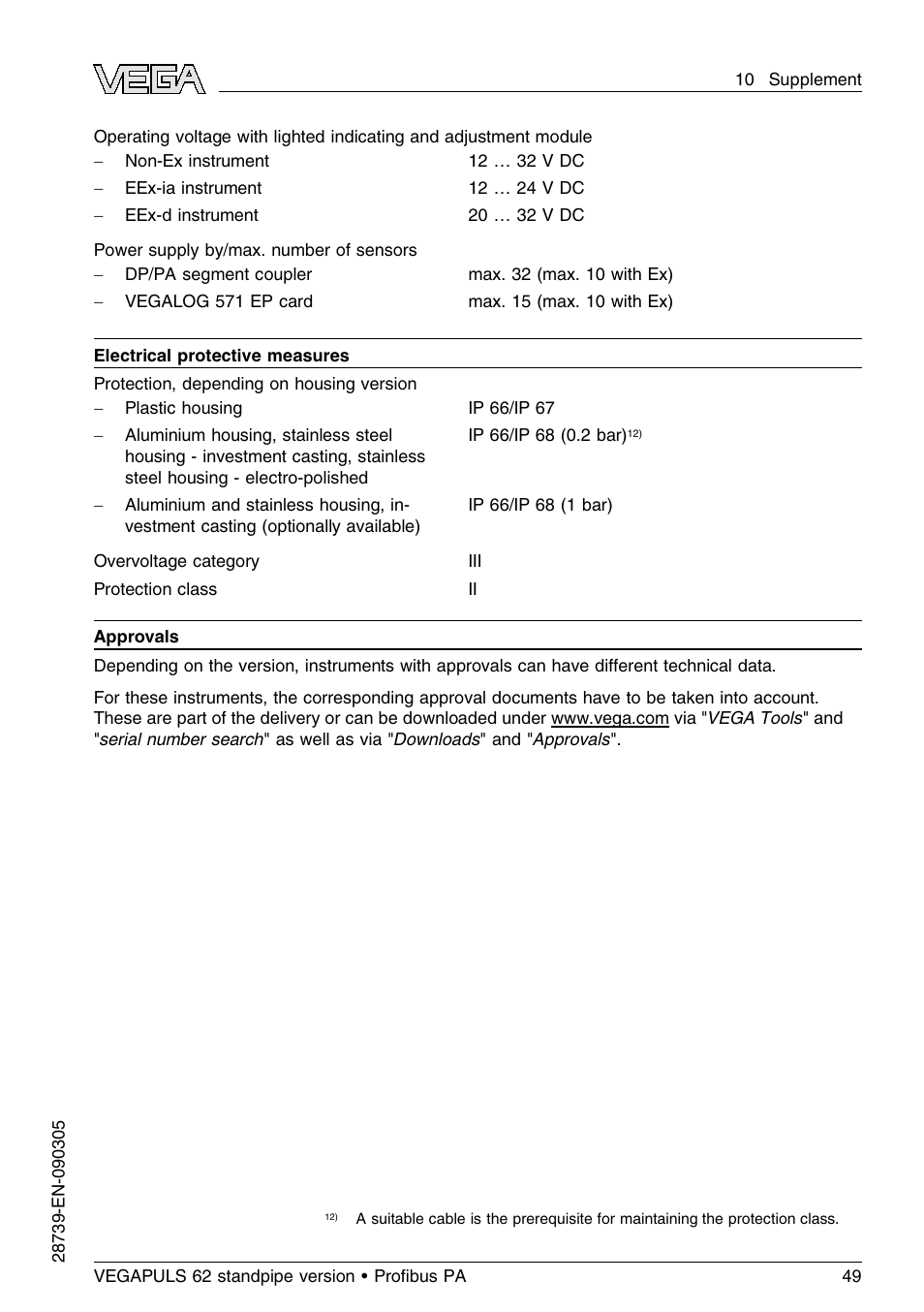 VEGA VEGAPULS 62 (≥ 2.0.0 - ≤ 3.8) standpipe ver. Proﬁbus PA User Manual | Page 49 / 60