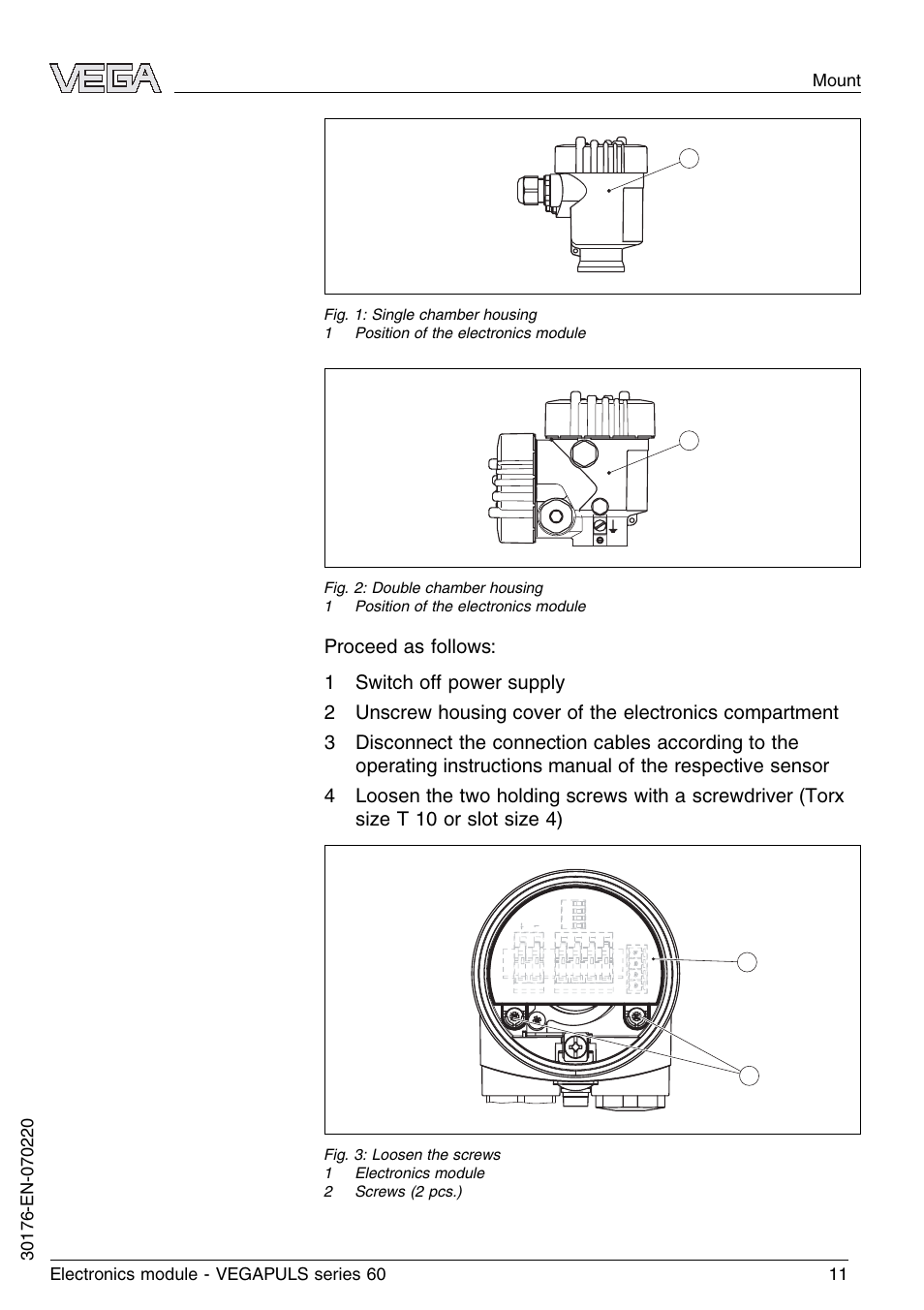 VEGA VEGAPULS series 60 Electronics module (≥ 2.0.0 - ≤ 3.8) User Manual | Page 11 / 20