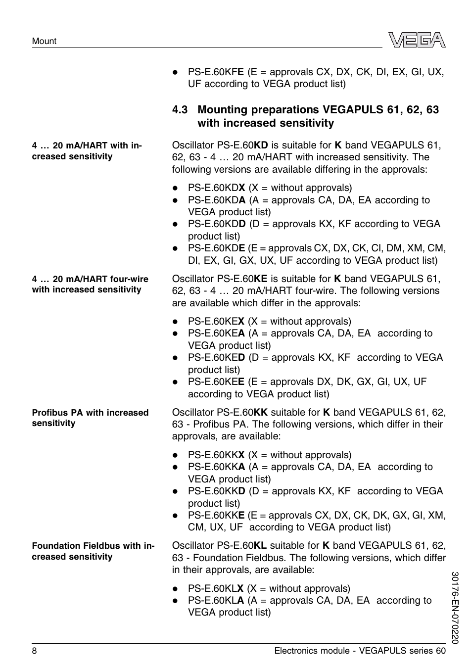 VEGA VEGAPULS series 60 Electronics module (≥ 2.0.0 - ≤ 3.8) User Manual | Page 8 / 20