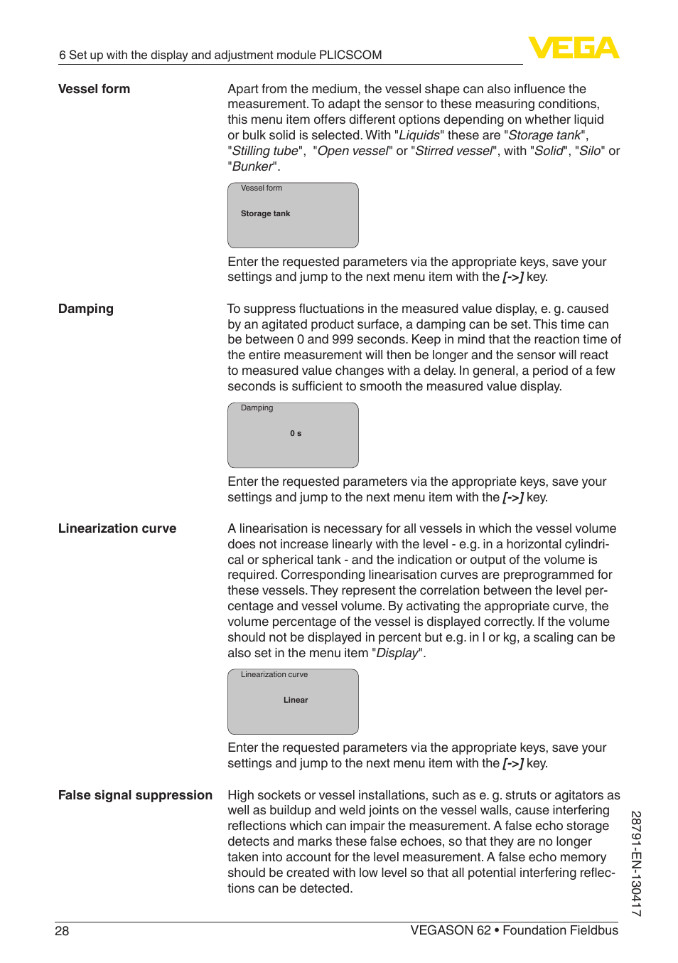 VEGA VEGASON 62 Foundation Fieldbus User Manual | Page 28 / 52