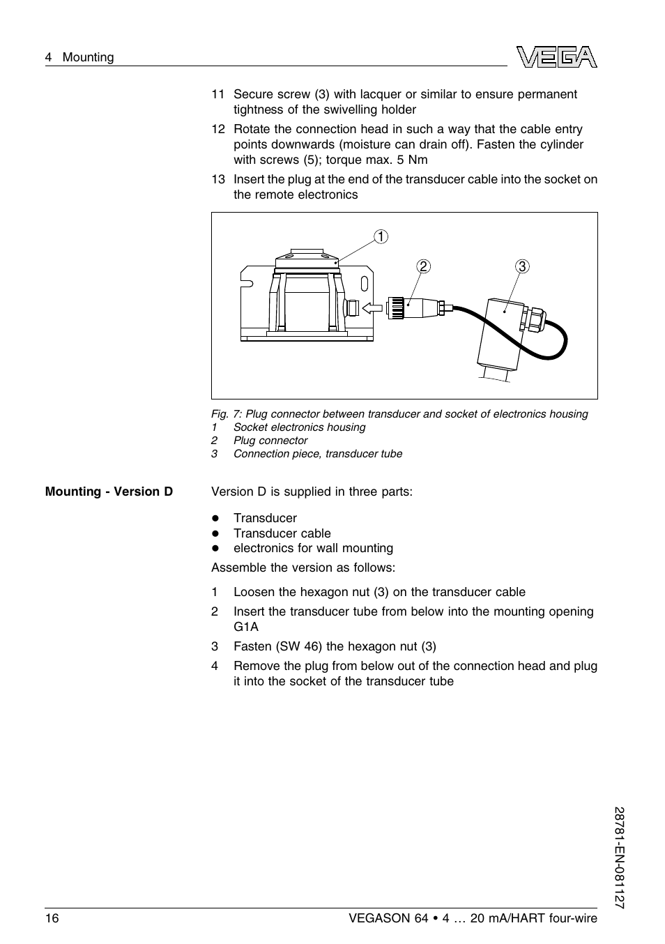 VEGA VEGASON 64 4 … 20 mA_HART four-wire User Manual | Page 16 / 60