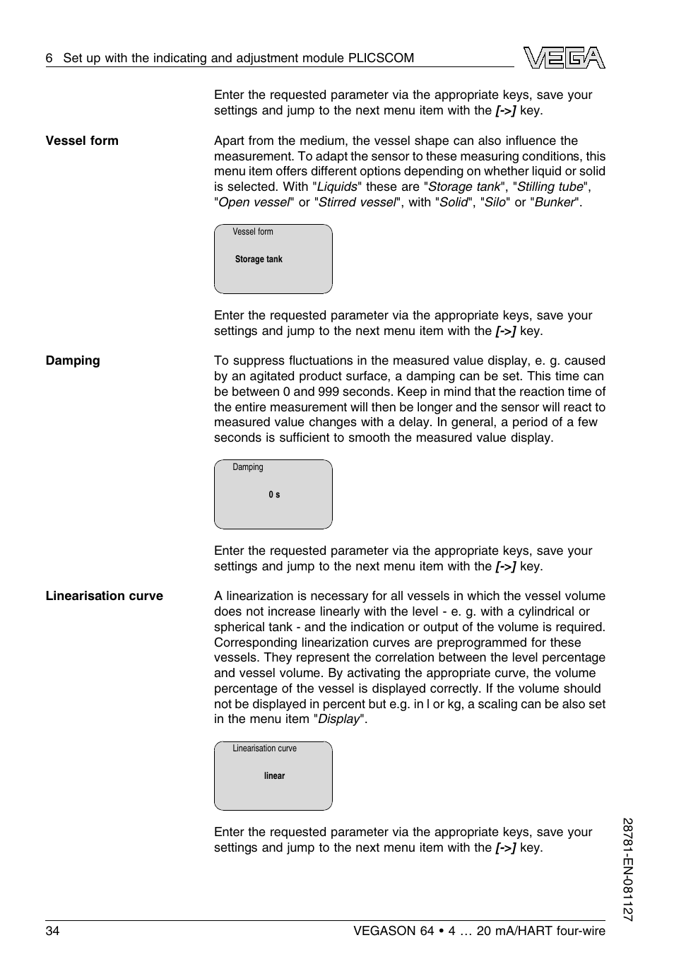 VEGA VEGASON 64 4 … 20 mA_HART four-wire User Manual | Page 34 / 60