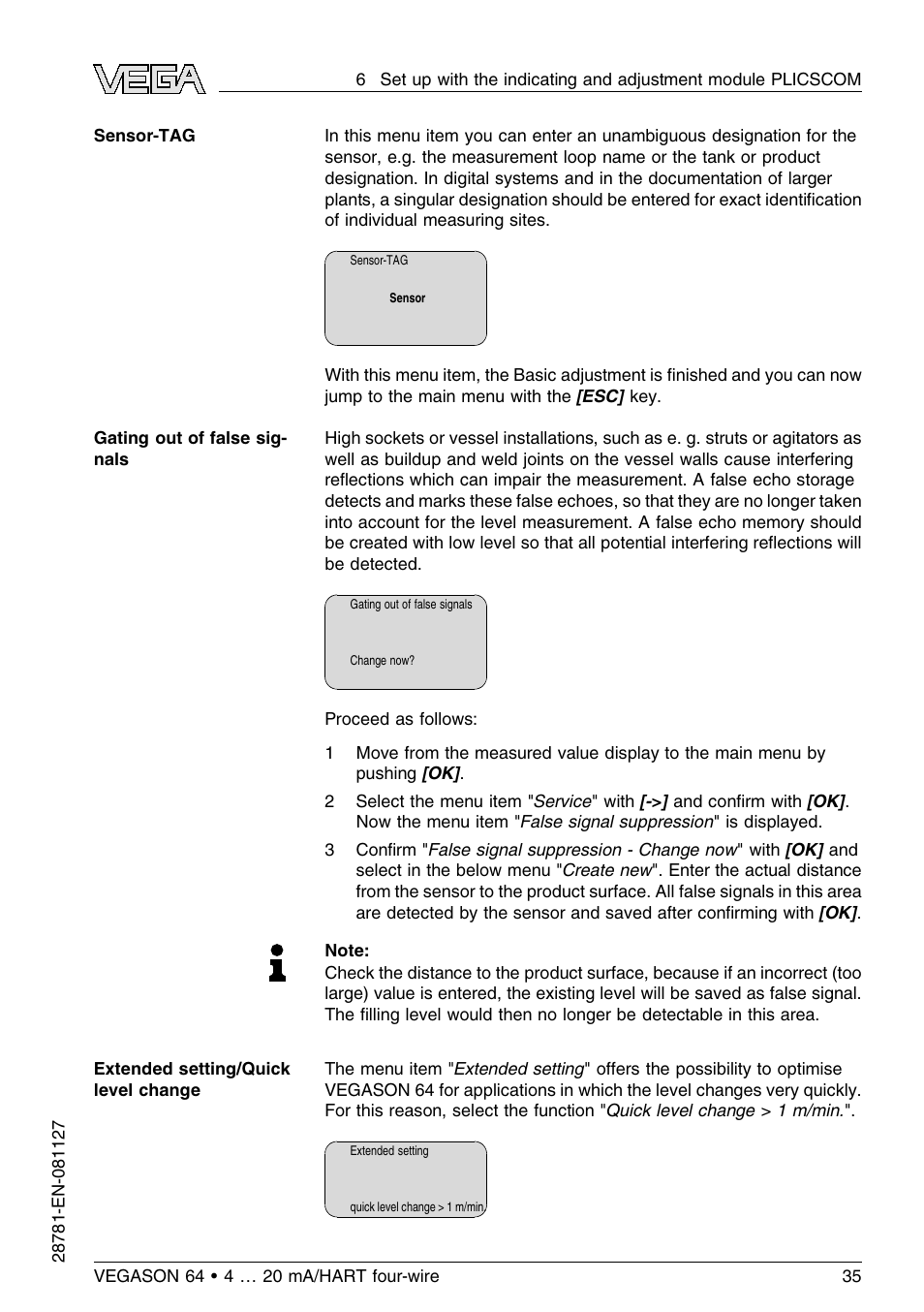 VEGA VEGASON 64 4 … 20 mA_HART four-wire User Manual | Page 35 / 60