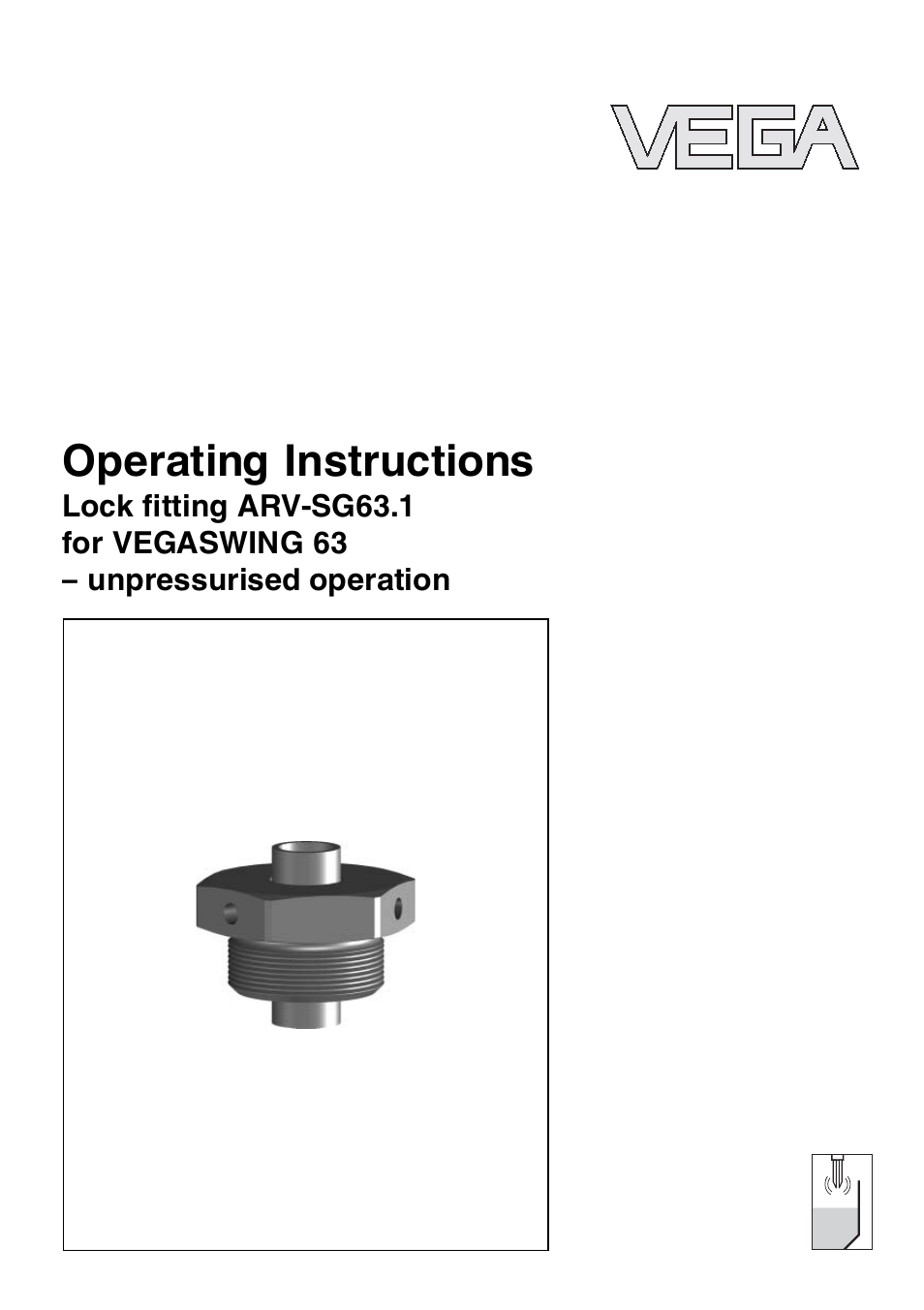VEGA VEGASWING 63 Lock ﬁtting ARV-SG63.1 – unpressurised operation User Manual | 12 pages