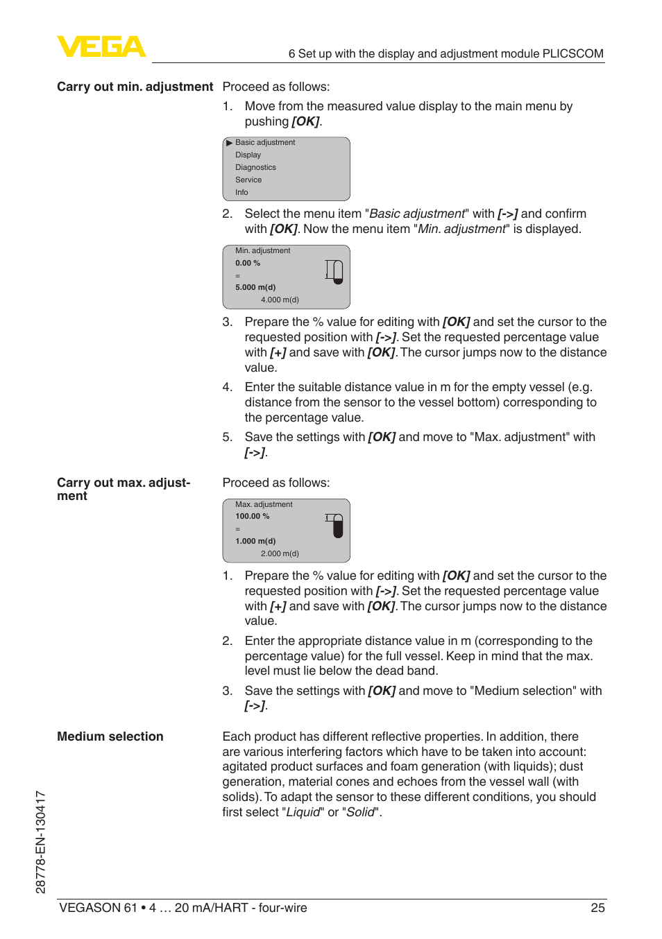 VEGA VEGASON 61 4 … 20 mA_HART - four-wire User Manual | Page 25 / 48